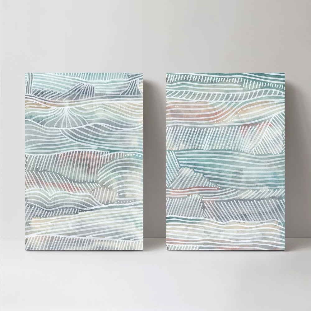 wall-art-print-canvas-poster-framed-Green, Yellow And Blue Abstract, Style B, Set Of 2-by-Emily Wood-Gioia Wall Art