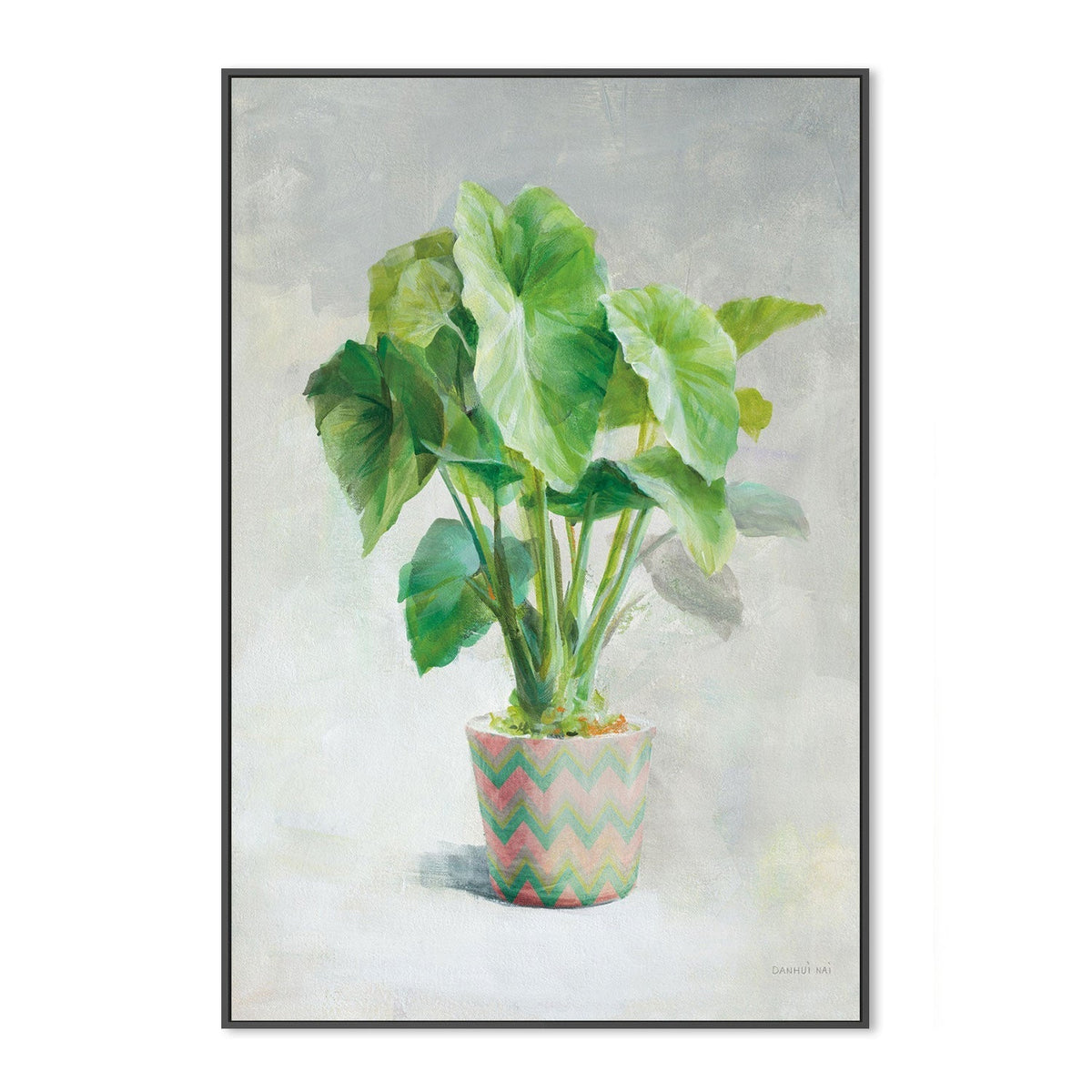 wall-art-print-canvas-poster-framed-Greenhouse Palm Chevron Pot, Style A-by-Danhui Nai-Gioia Wall Art