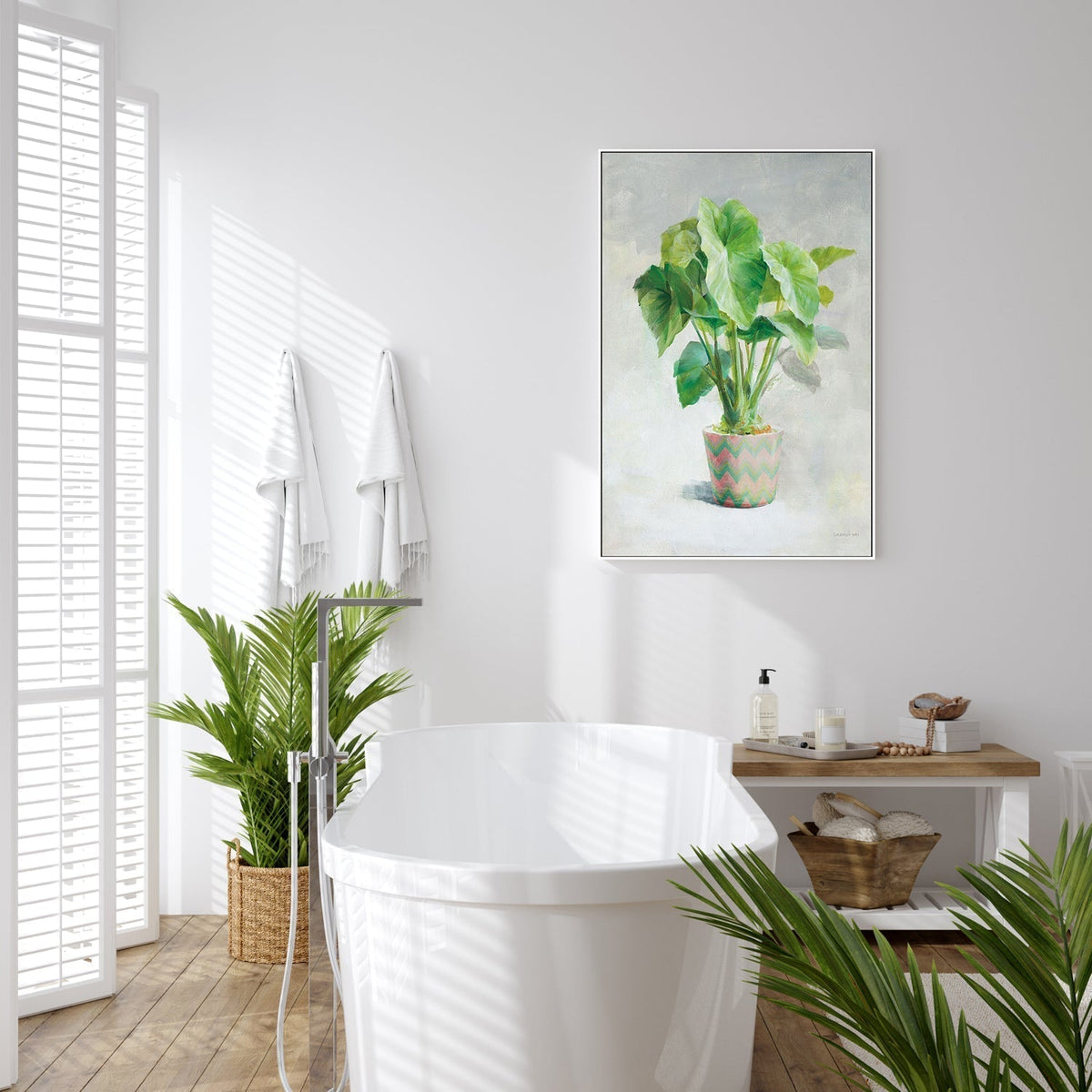 wall-art-print-canvas-poster-framed-Greenhouse Palm Chevron Pot, Style A-by-Danhui Nai-Gioia Wall Art
