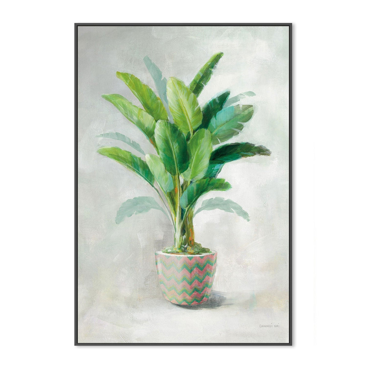 wall-art-print-canvas-poster-framed-Greenhouse Palm Chevron Pot, Style B-by-Danhui Nai-Gioia Wall Art