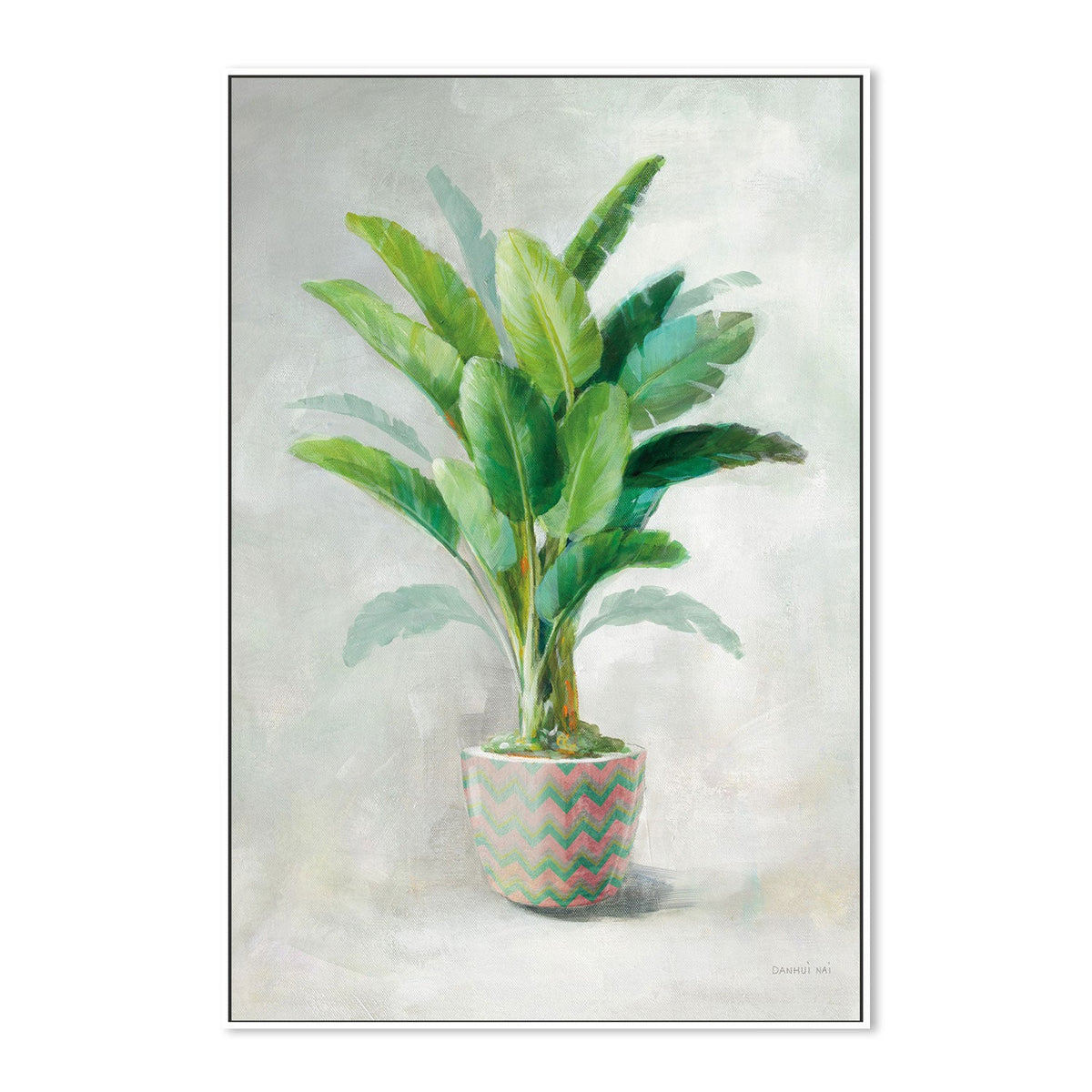 wall-art-print-canvas-poster-framed-Greenhouse Palm Chevron Pot, Style B-by-Danhui Nai-Gioia Wall Art