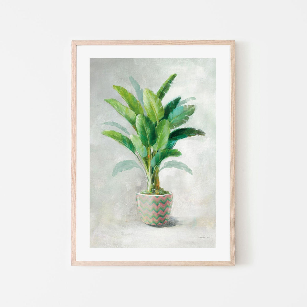 wall-art-print-canvas-poster-framed-Greenhouse Palm Chevron Pot, Style B-by-Danhui Nai-Gioia Wall Art