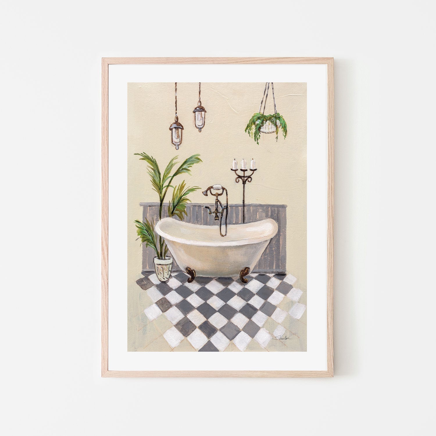 wall-art-print-canvas-poster-framed-Gray Cottage Bathroom, Style A , By Silvia Vassileva-GIOIA-WALL-ART