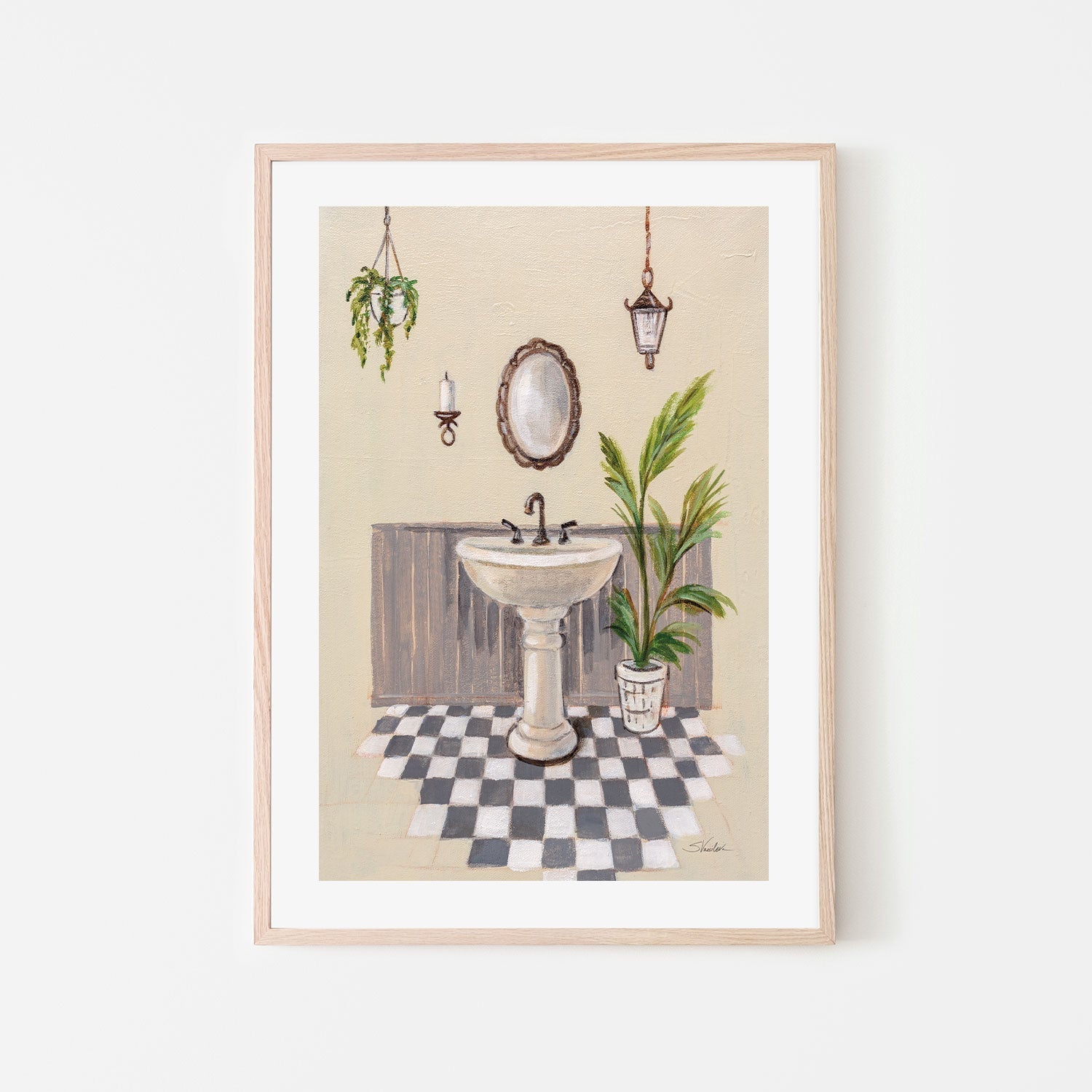 wall-art-print-canvas-poster-framed-Gray Cottage Bathroom, Style B , By Silvia Vassileva-GIOIA-WALL-ART