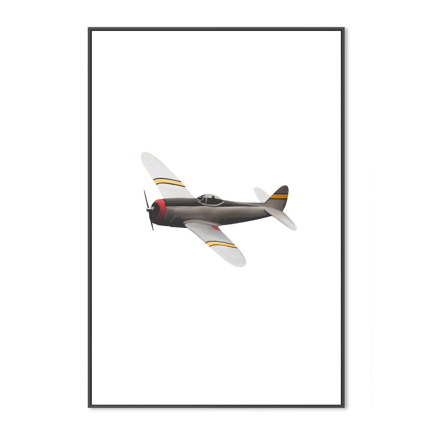 wall-art-print-canvas-poster-framed-Grey Yellow Stripes Airplane , By Leah Straatsma-3