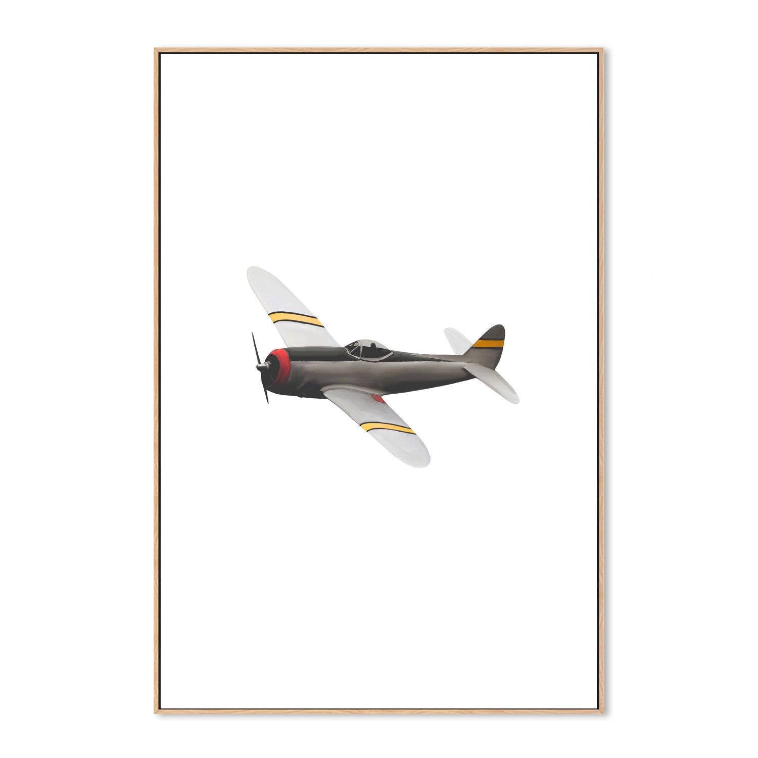 wall-art-print-canvas-poster-framed-Grey Yellow Stripes Airplane , By Leah Straatsma-4