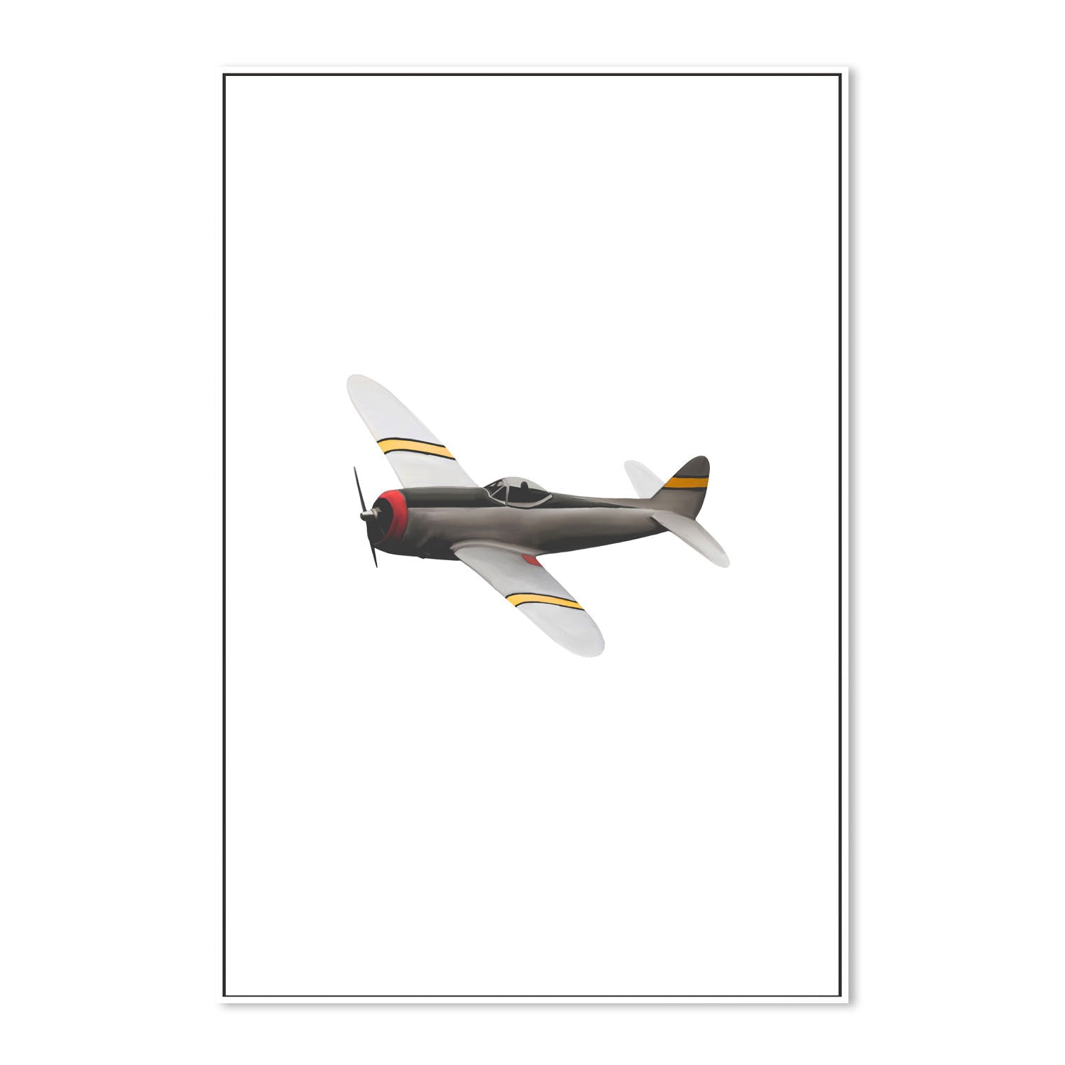 wall-art-print-canvas-poster-framed-Grey Yellow Stripes Airplane , By Leah Straatsma-5