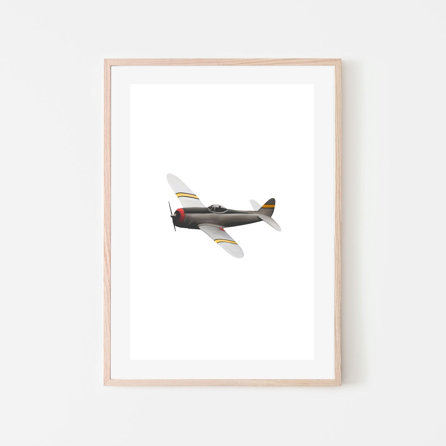 wall-art-print-canvas-poster-framed-Grey Yellow Stripes Airplane , By Leah Straatsma-6