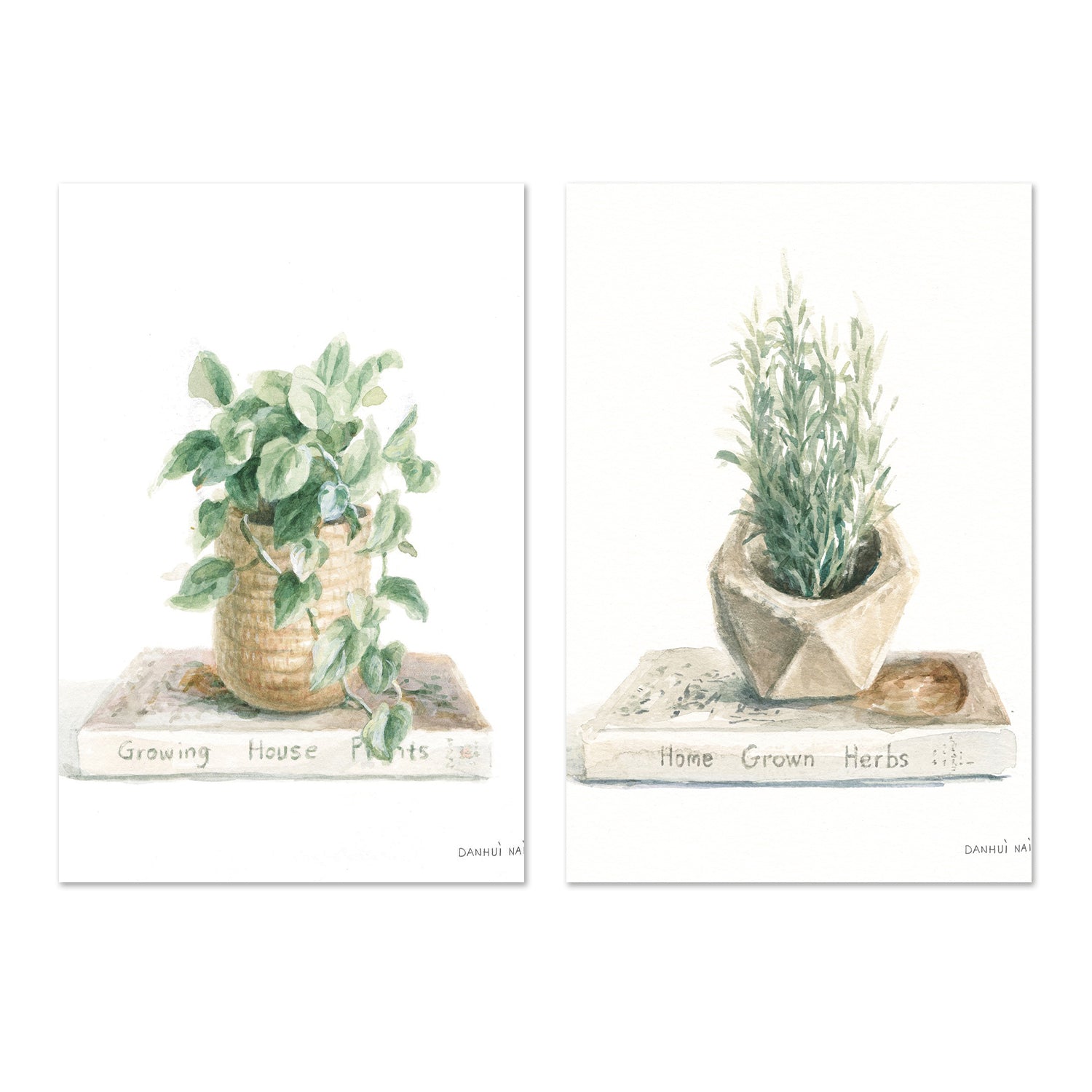 wall-art-print-canvas-poster-framed-Grown at Home, Set of 2-by-Danhui Nai-Gioia Wall Art