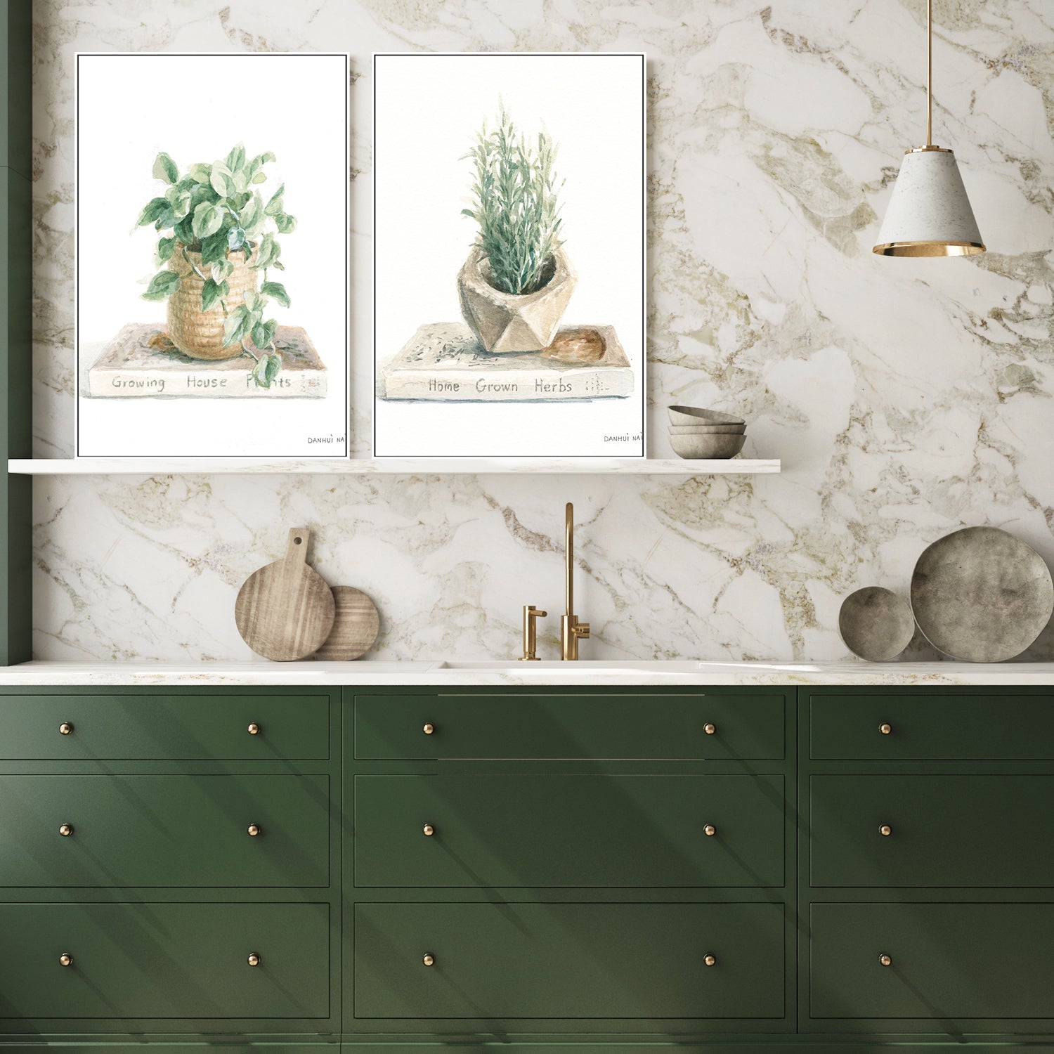 wall-art-print-canvas-poster-framed-Grown at Home, Set of 2-by-Danhui Nai-Gioia Wall Art