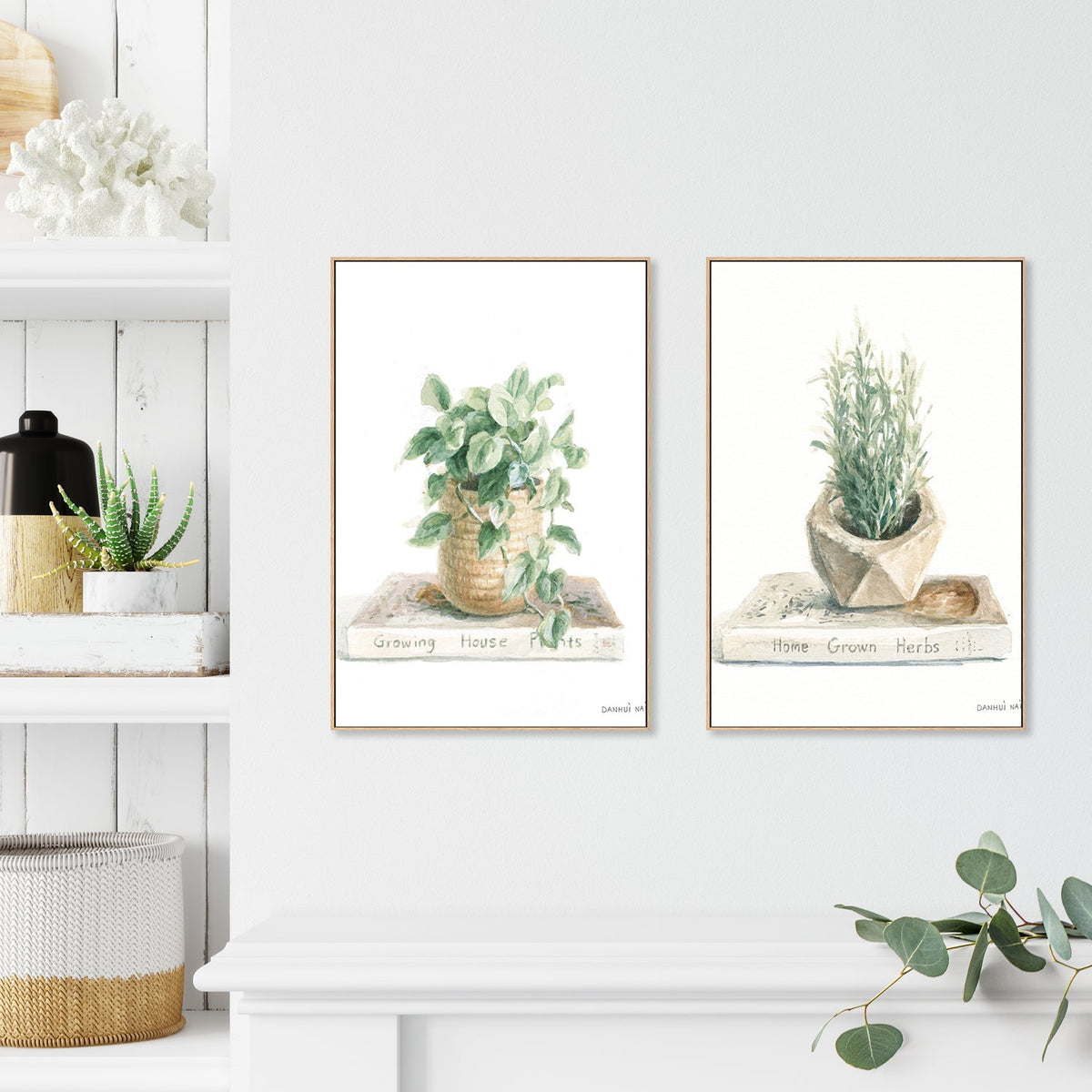 wall-art-print-canvas-poster-framed-Grown at Home, Set of 2-by-Danhui Nai-Gioia Wall Art