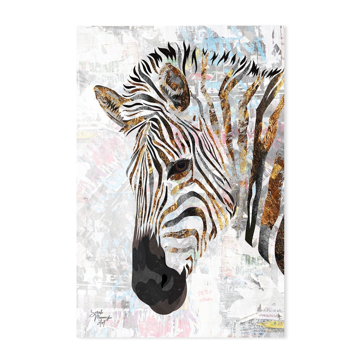 wall-art-print-canvas-poster-framed-Grunge Zebra And Tiger, Set Of 2 , By Sarah Manovski-GIOIA-WALL-ART