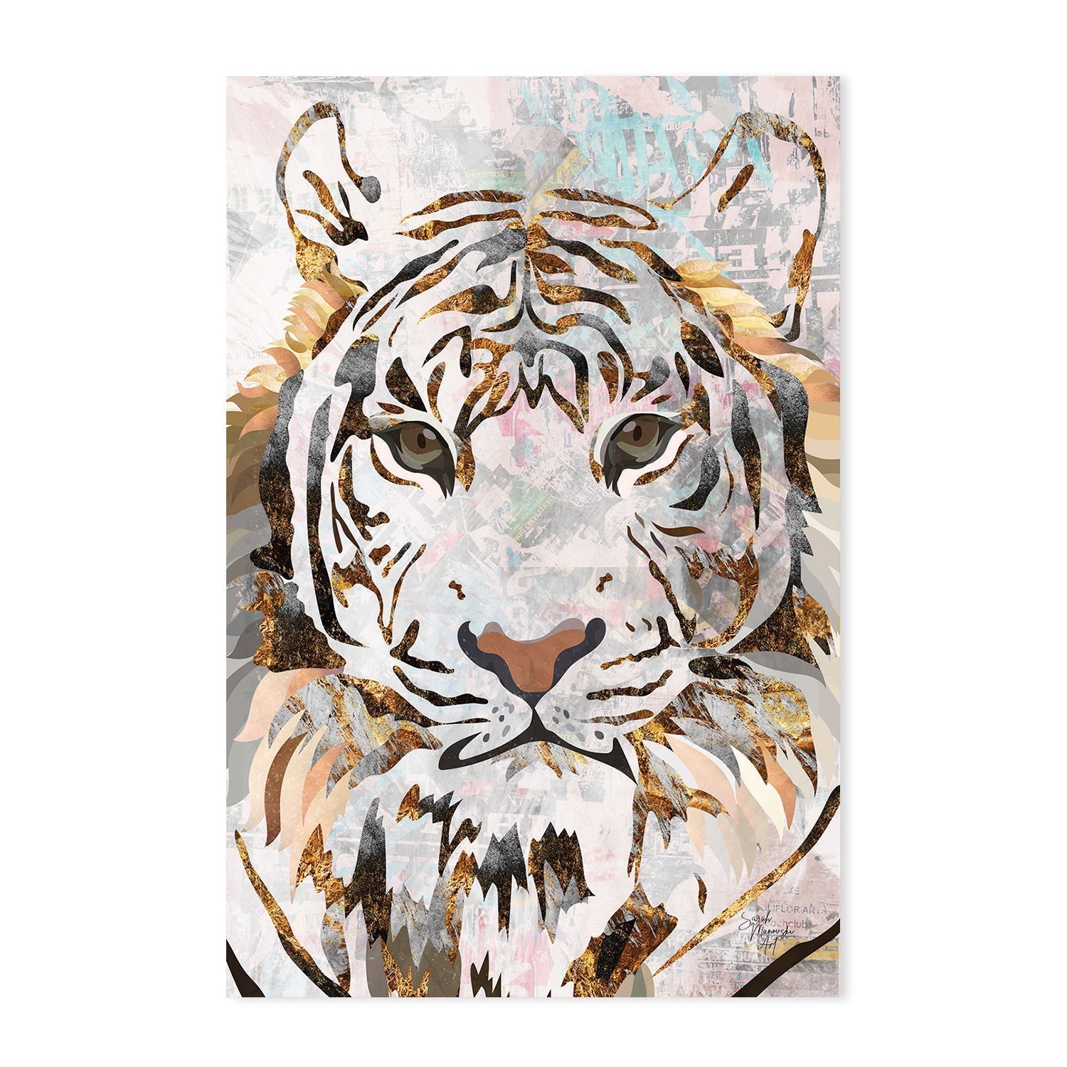 wall-art-print-canvas-poster-framed-Grunge Zebra And Tiger, Set Of 2 , By Sarah Manovski-GIOIA-WALL-ART