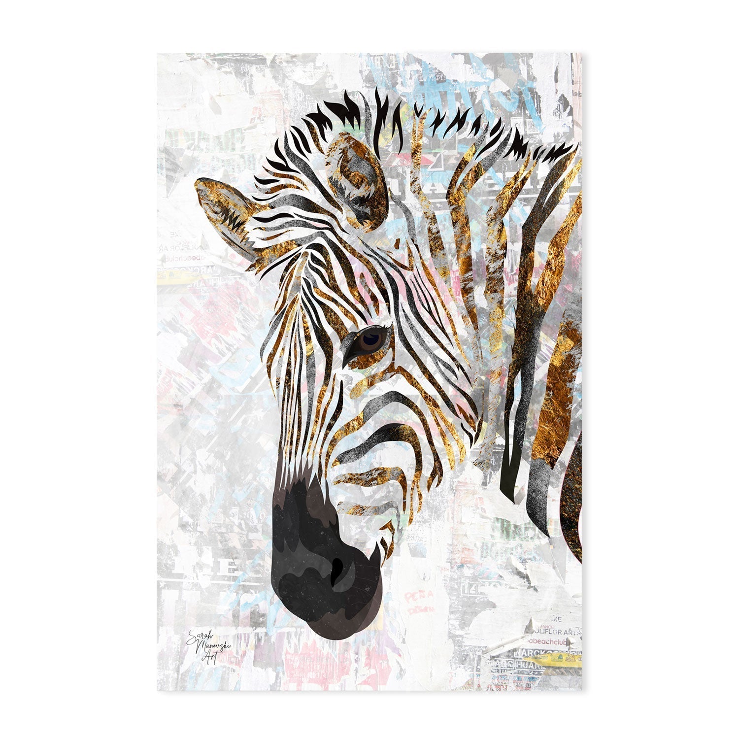 wall-art-print-canvas-poster-framed-Grunge Zebra , By Sarah Manovski-GIOIA-WALL-ART