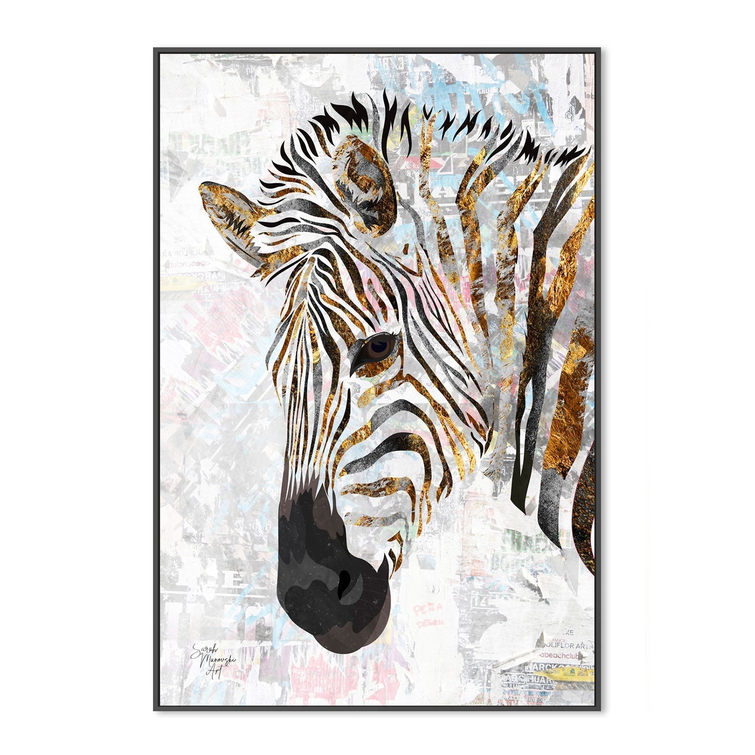 wall-art-print-canvas-poster-framed-Grunge Zebra , By Sarah Manovski-GIOIA-WALL-ART