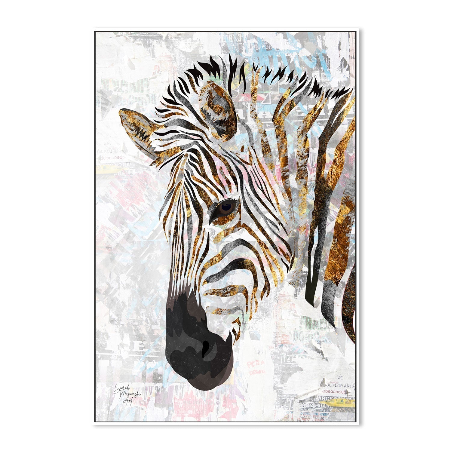 wall-art-print-canvas-poster-framed-Grunge Zebra , By Sarah Manovski-GIOIA-WALL-ART