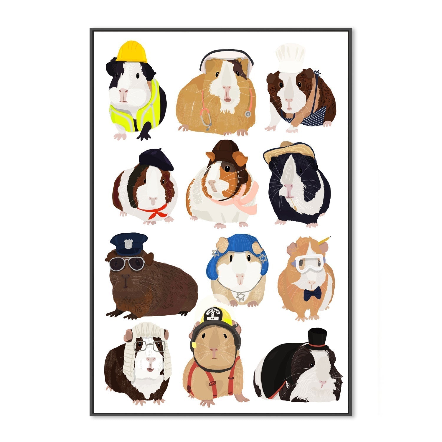wall-art-print-canvas-poster-framed-Guinea Pig Working, By Hanna Melin-GIOIA-WALL-ART