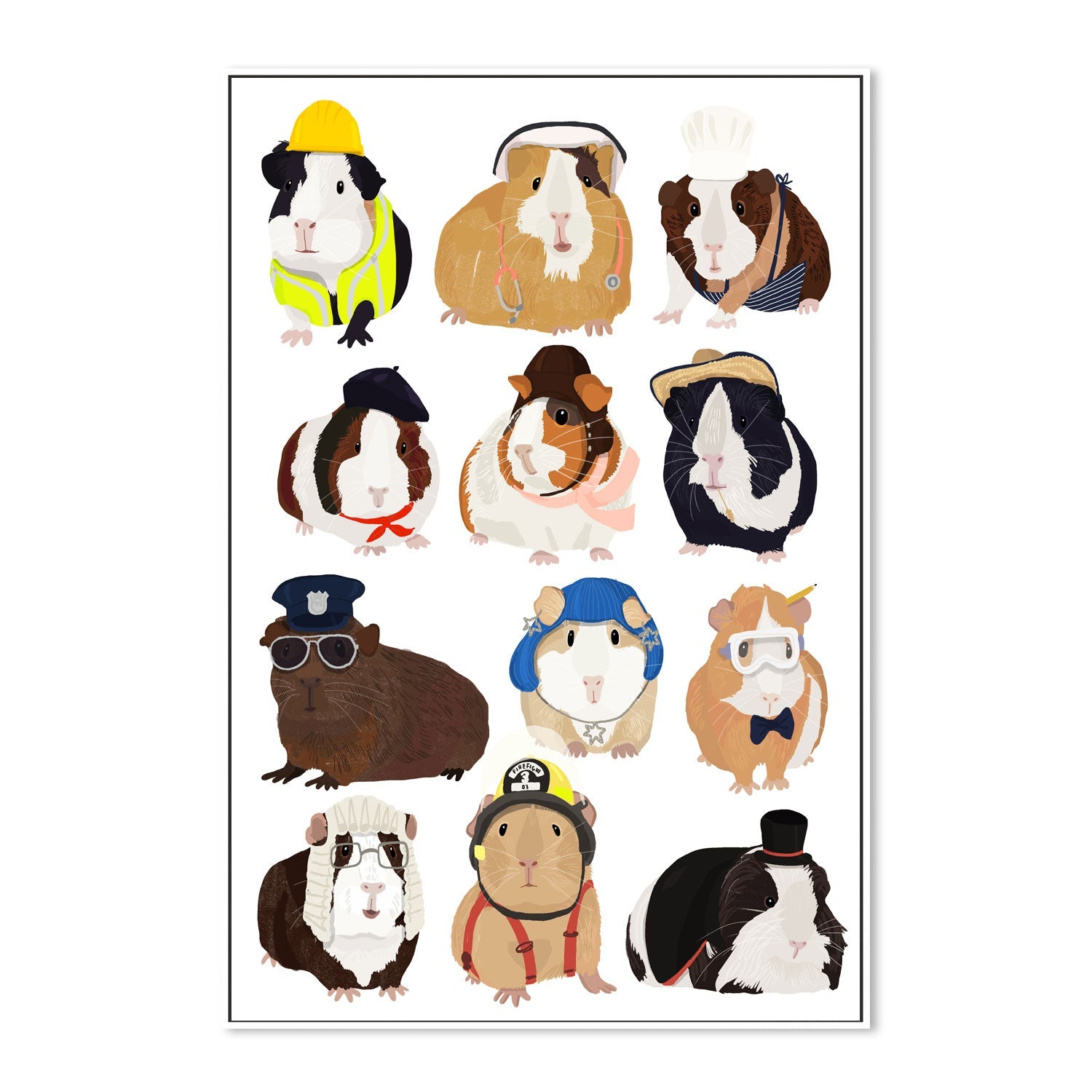 wall-art-print-canvas-poster-framed-Guinea Pig Working, By Hanna Melin-GIOIA-WALL-ART