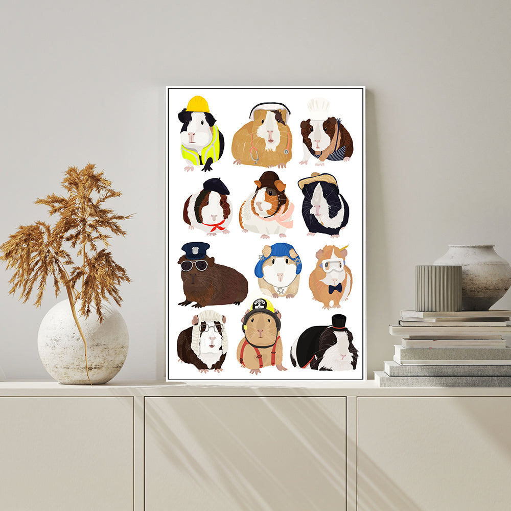 wall-art-print-canvas-poster-framed-Guinea Pig Working, By Hanna Melin-GIOIA-WALL-ART