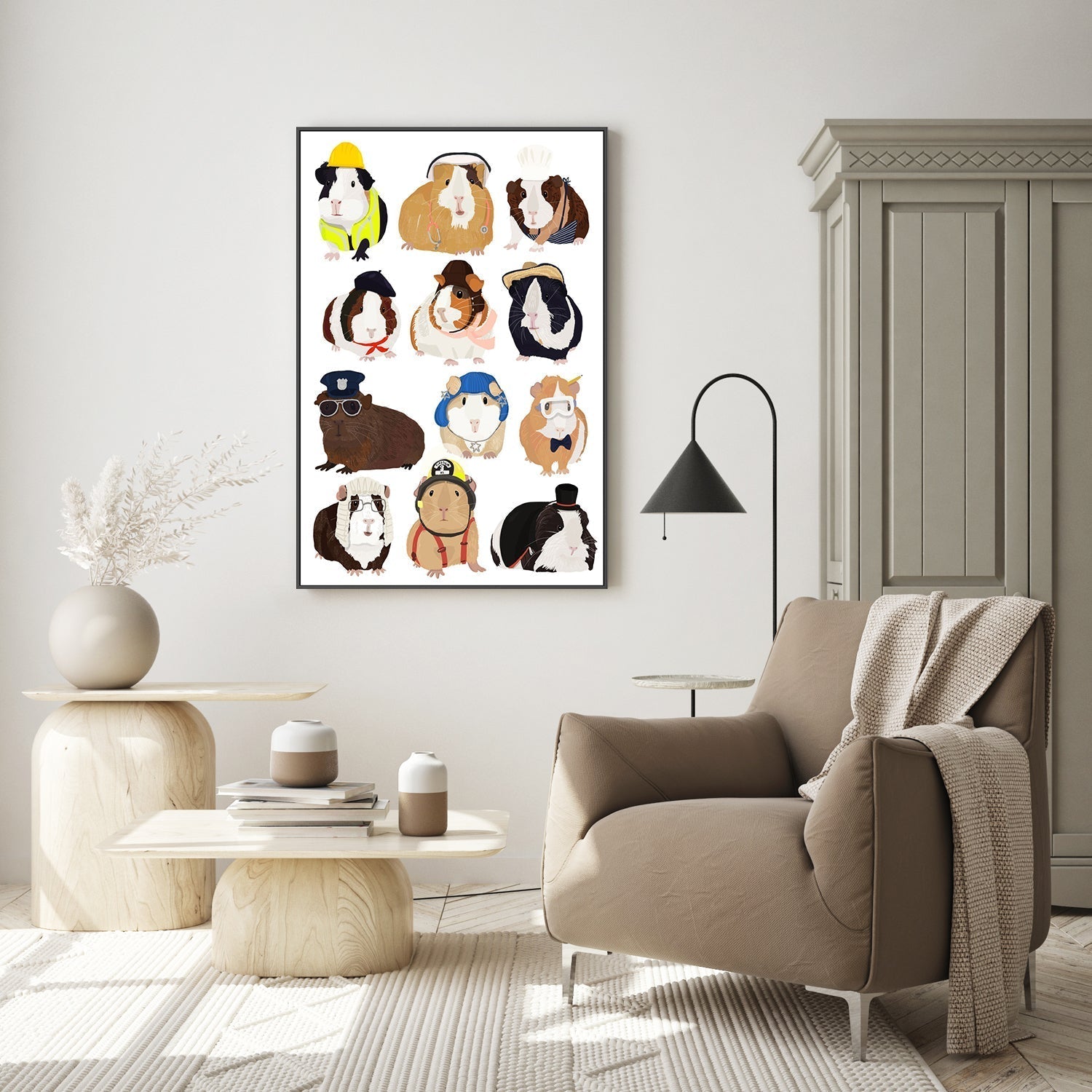 wall-art-print-canvas-poster-framed-Guinea Pig Working, By Hanna Melin-GIOIA-WALL-ART