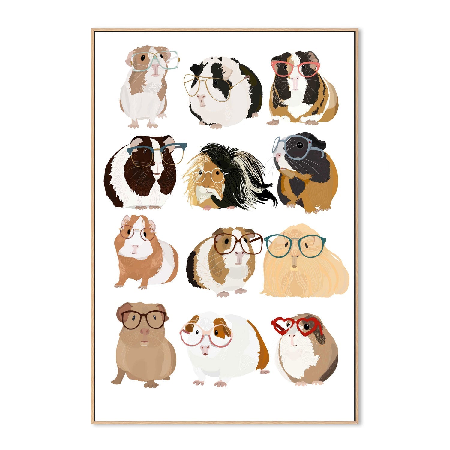wall-art-print-canvas-poster-framed-Guinea Pigs In Glasses, By Hanna Melin-GIOIA-WALL-ART