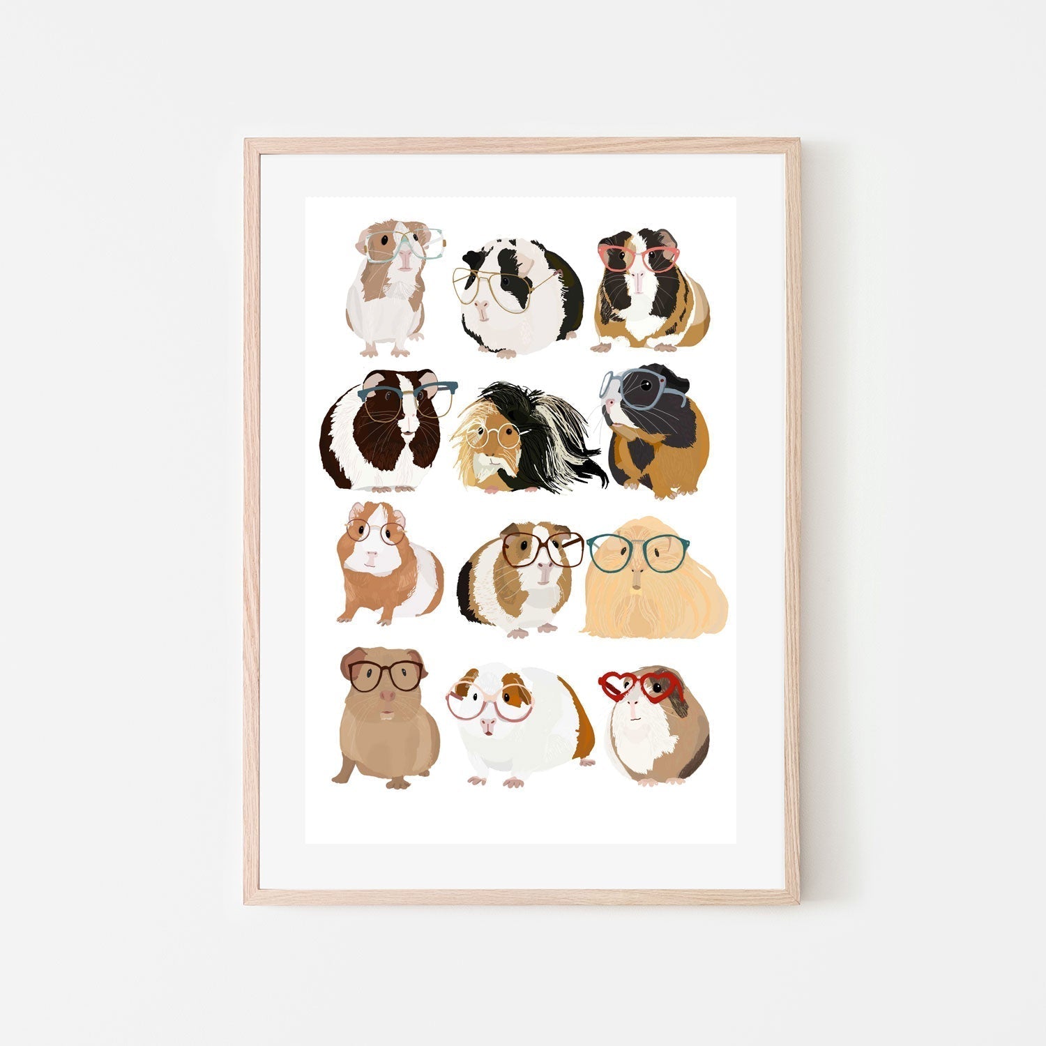 wall-art-print-canvas-poster-framed-Guinea Pigs In Glasses, By Hanna Melin-GIOIA-WALL-ART