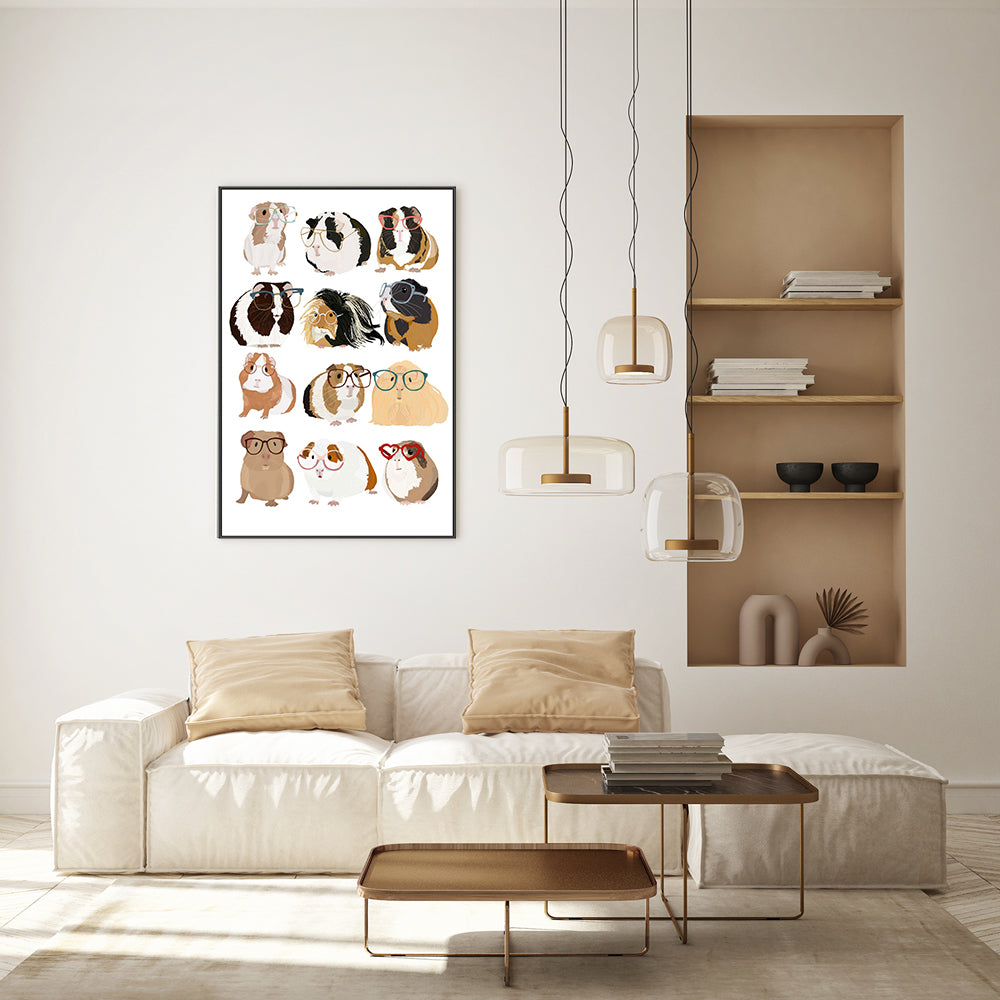 wall-art-print-canvas-poster-framed-Guinea Pigs In Glasses, By Hanna Melin-GIOIA-WALL-ART