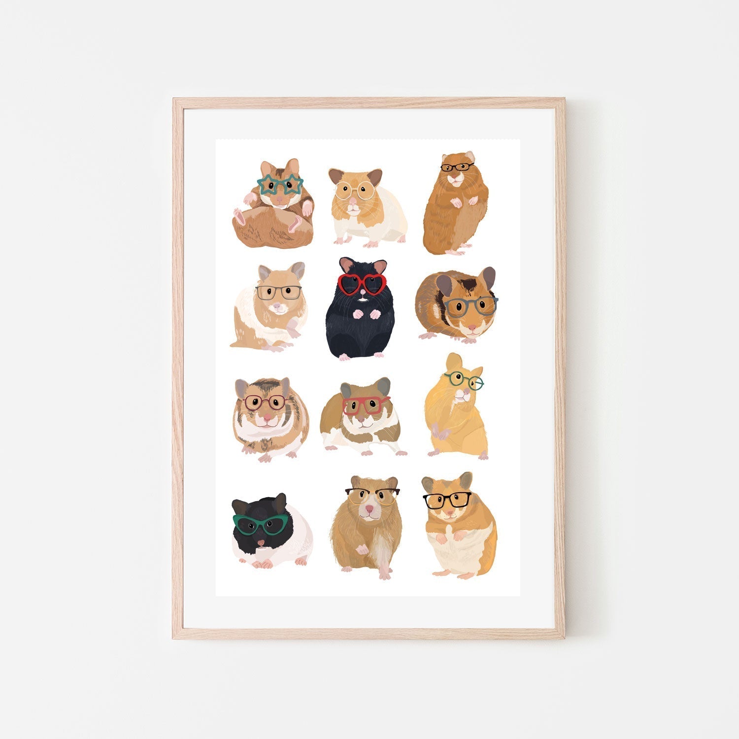 wall-art-print-canvas-poster-framed-Hamsters In Glasses, By Hanna Melin-GIOIA-WALL-ART