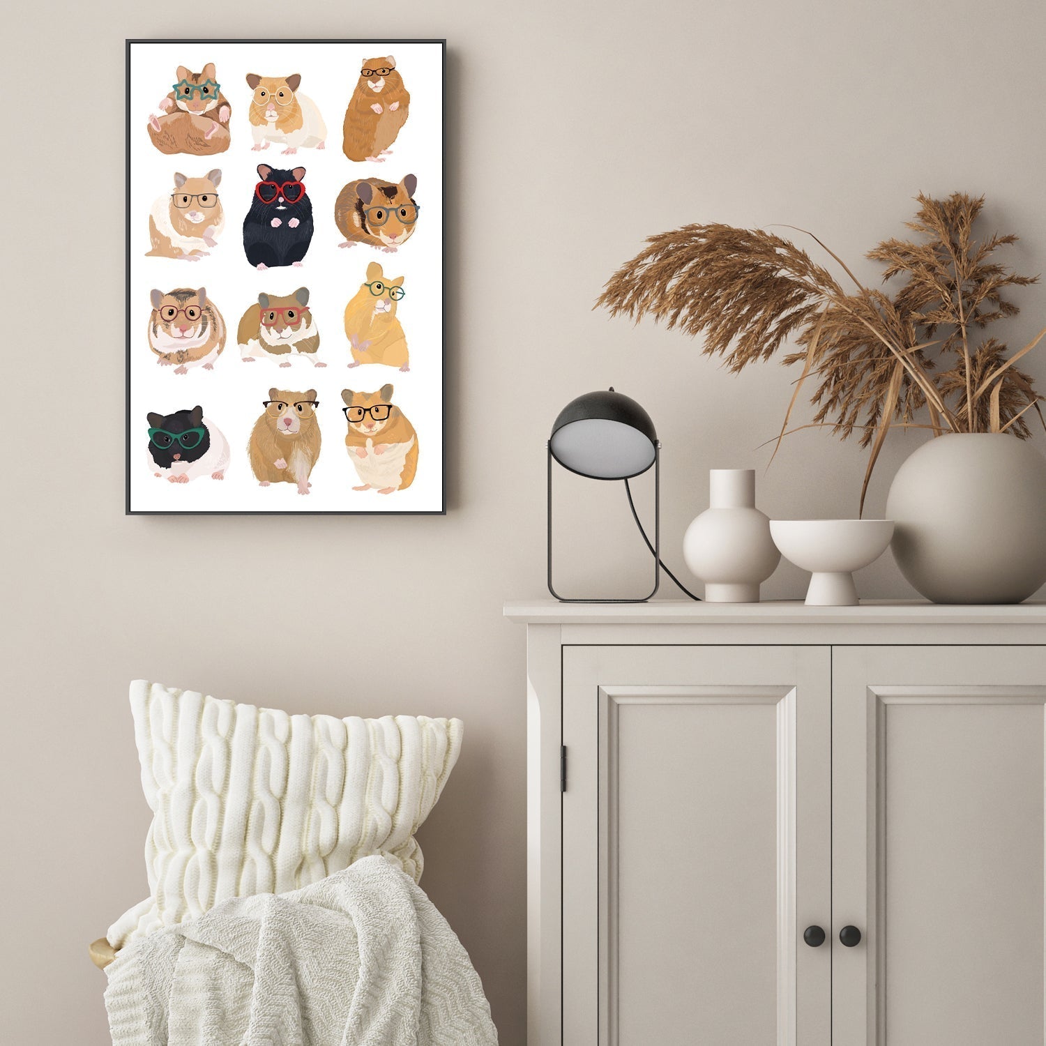 wall-art-print-canvas-poster-framed-Hamsters In Glasses, By Hanna Melin-GIOIA-WALL-ART
