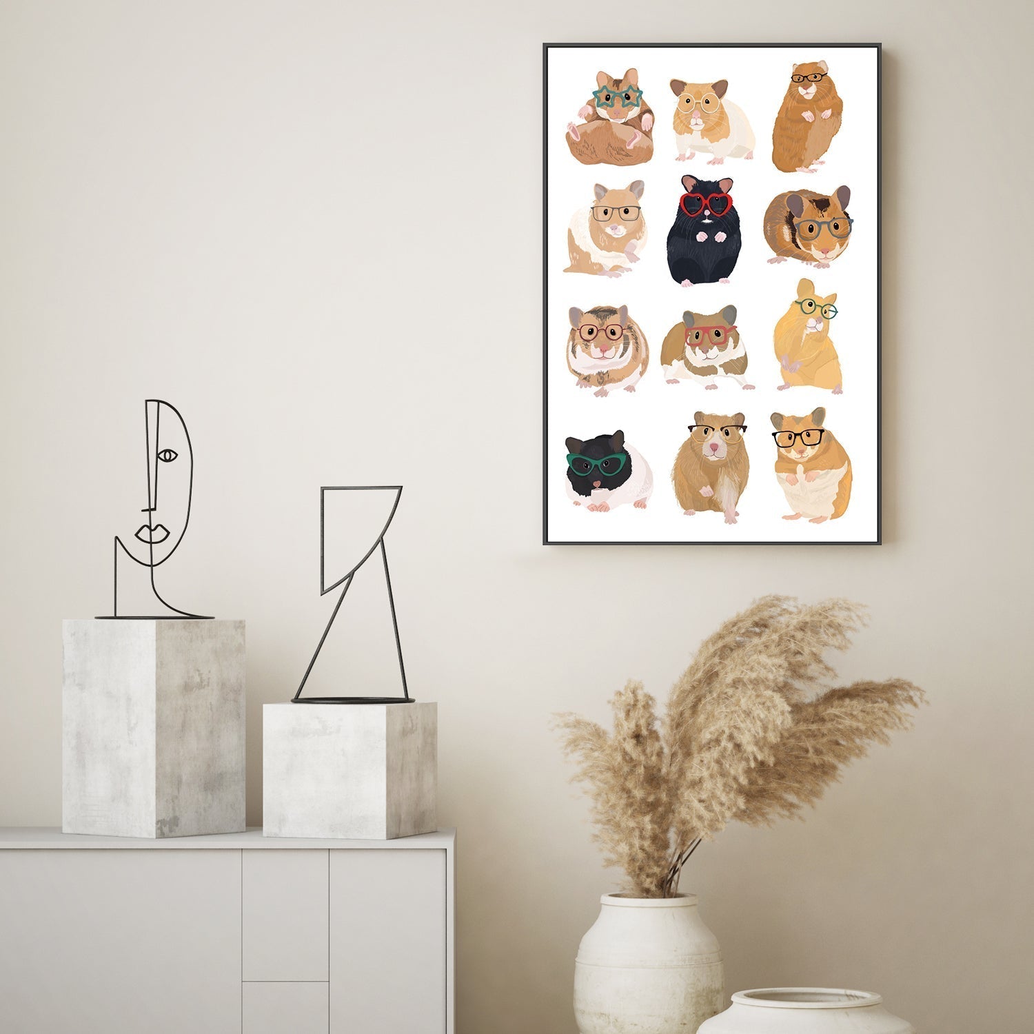 wall-art-print-canvas-poster-framed-Hamsters In Glasses, By Hanna Melin-GIOIA-WALL-ART