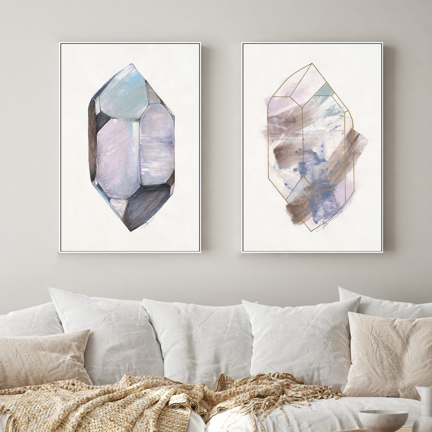 wall-art-print-canvas-poster-framed-Healing Crystal & Crystal Reflection, Set Of 2 , By Filippoloco-2