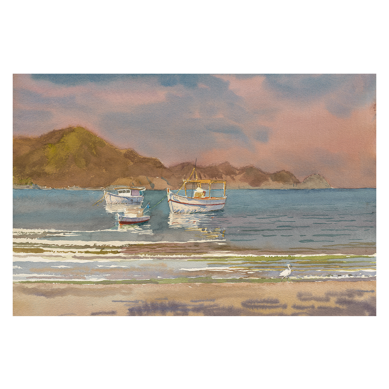 wall-art-print-canvas-poster-framed-Heron and Boats , By David Dallison-1