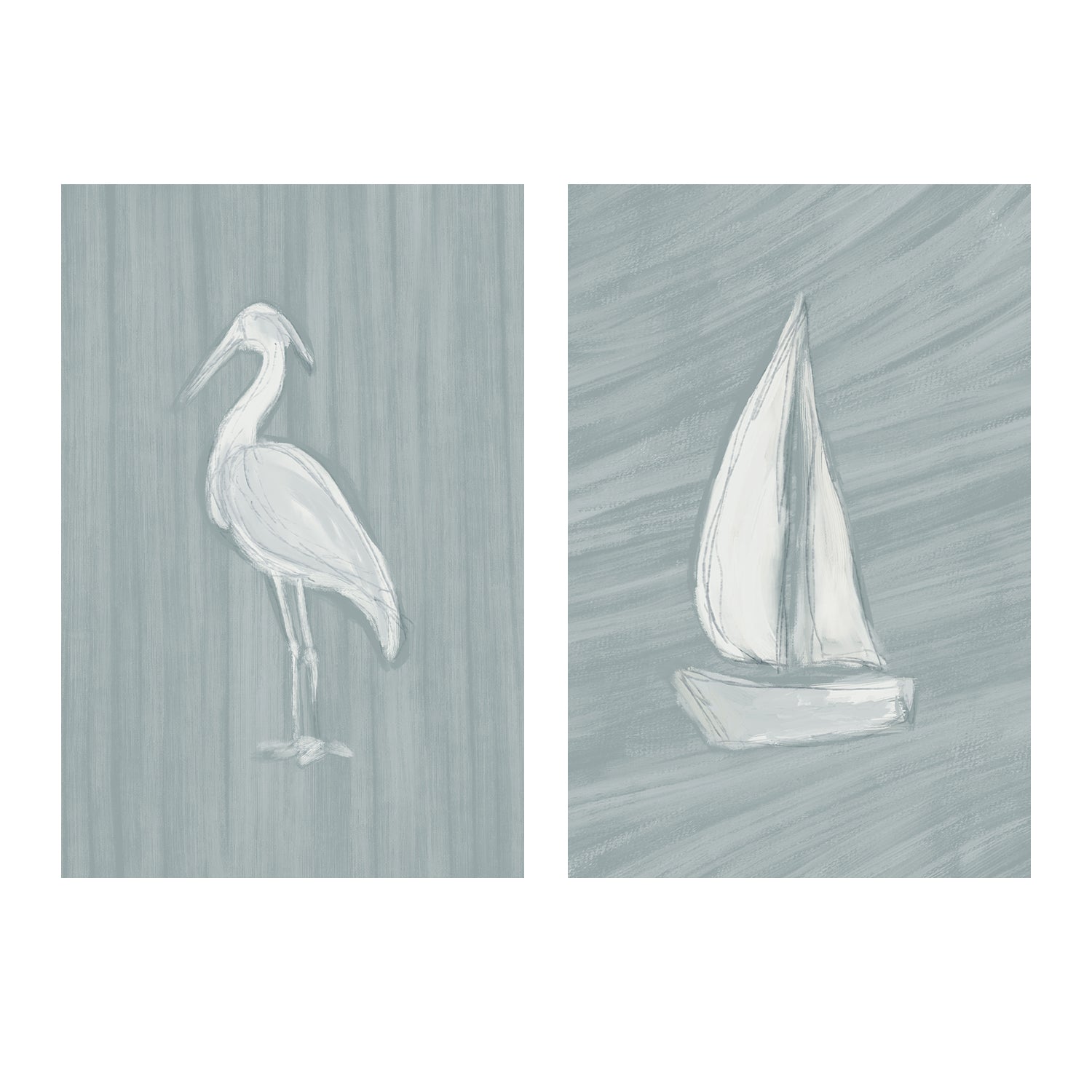 wall-art-print-canvas-poster-framed-Heron-Sailboat , Set Of 2, By Jetty Home , By Jetty Home-1