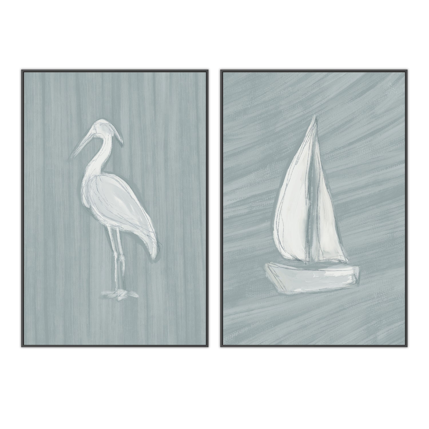 wall-art-print-canvas-poster-framed-Heron-Sailboat , Set Of 2, By Jetty Home , By Jetty Home-3