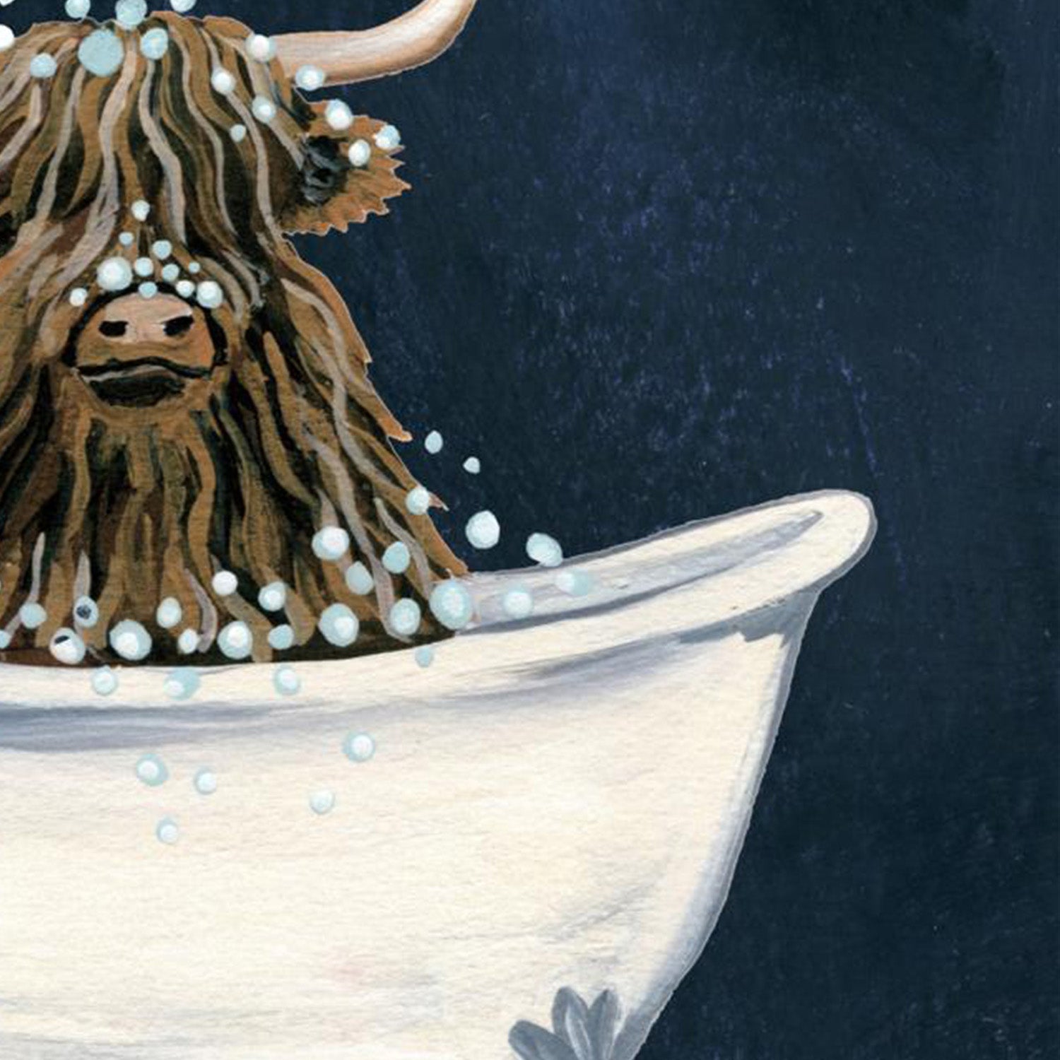 wall-art-print-canvas-poster-framed-Highland Cow in Tub Texture Dark-11