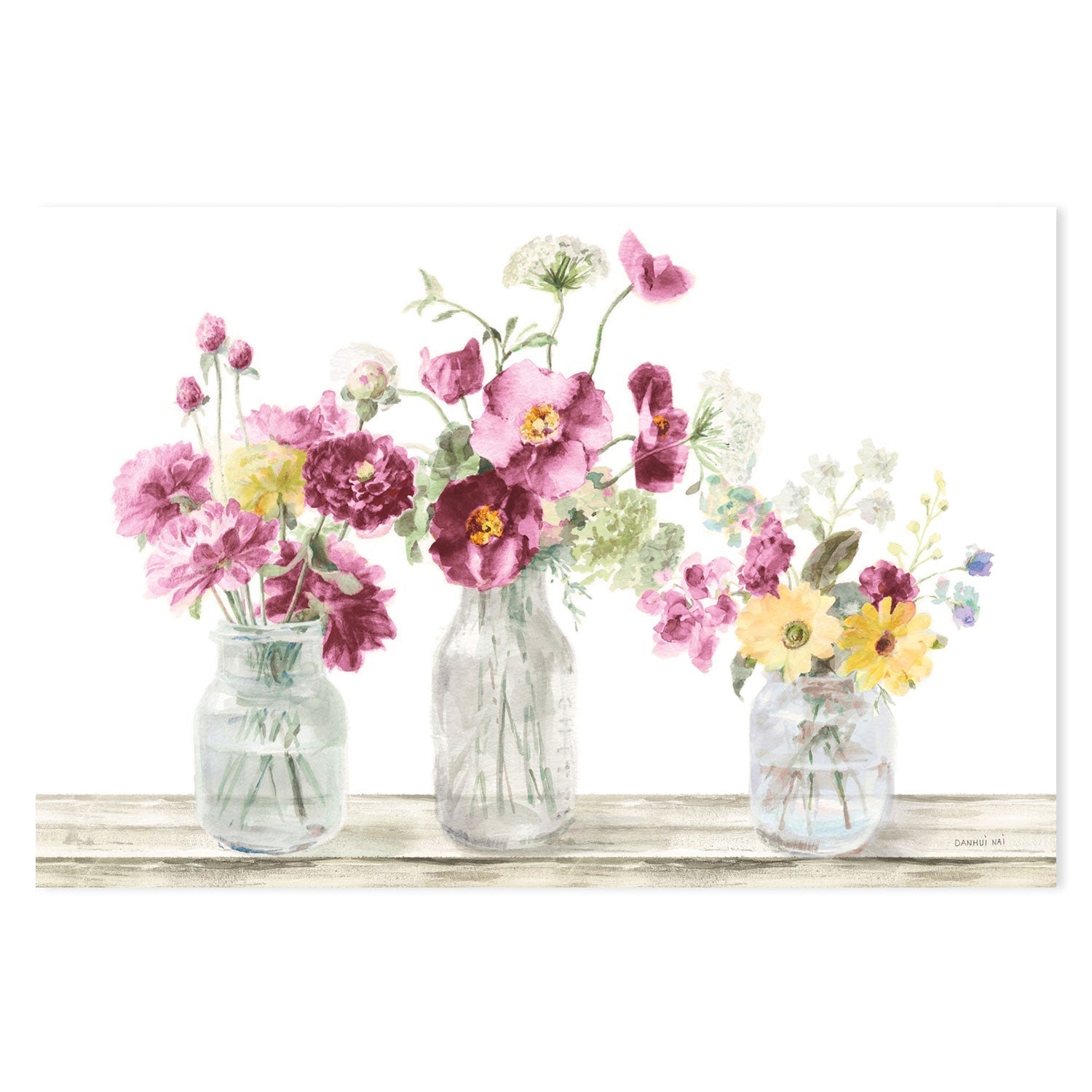 wall-art-print-canvas-poster-framed-Homegrown Summer, Pink and White-by-Danhui Nai-Gioia Wall Art