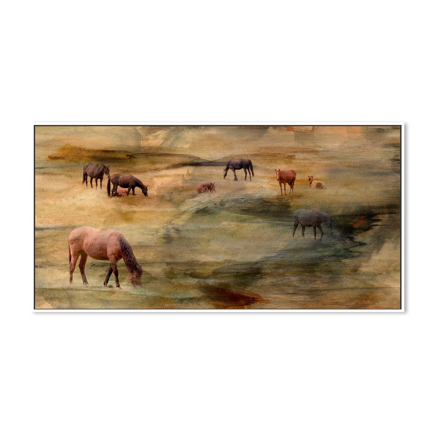 wall-art-print-canvas-poster-framed-Horses Grazing-5