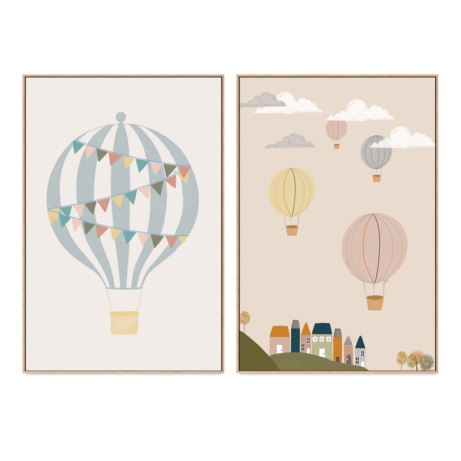wall-art-print-canvas-poster-framed-Hot Air Balloons, Set of 2 , By Menina Lisboa-4