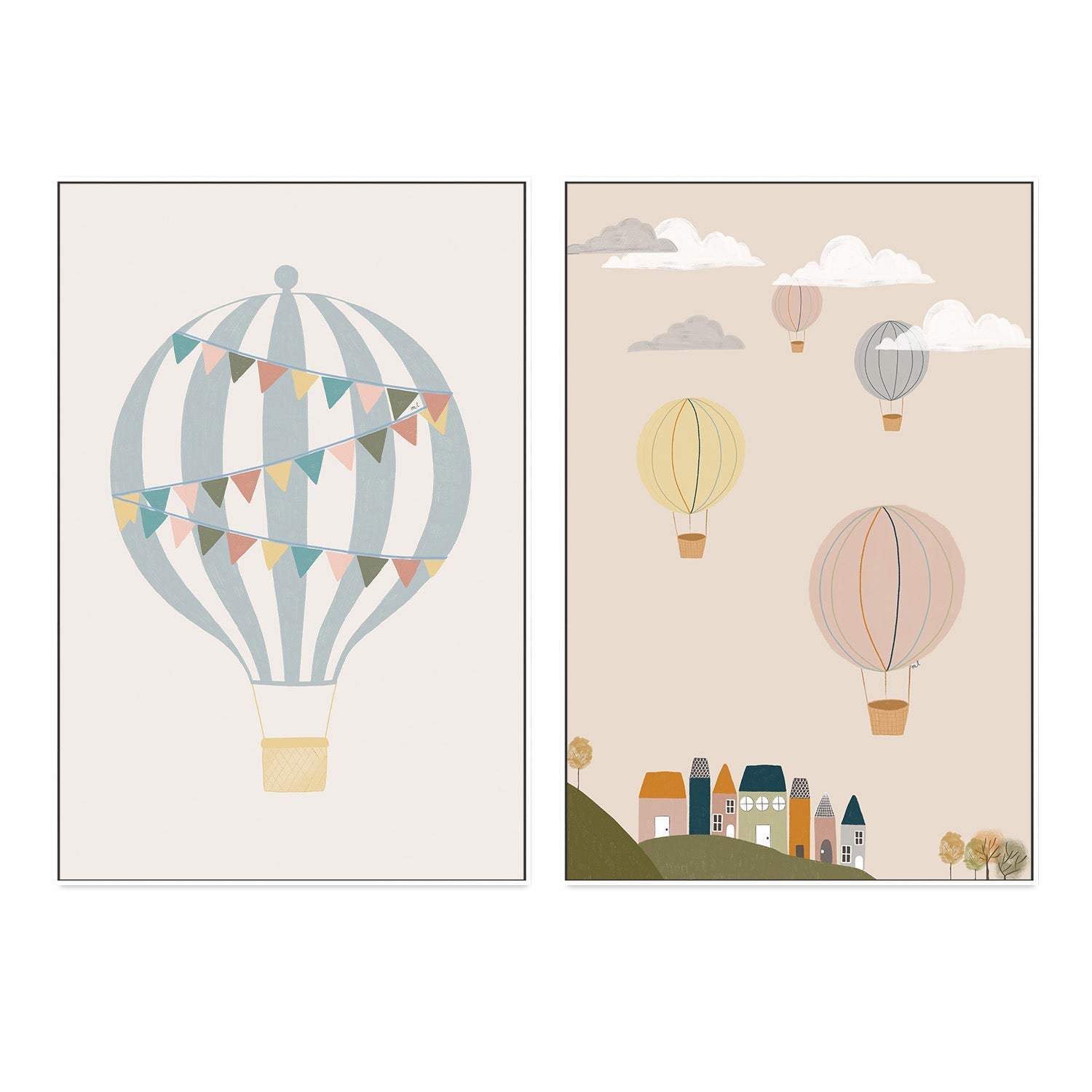 wall-art-print-canvas-poster-framed-Hot Air Balloons, Set of 2 , By Menina Lisboa-5