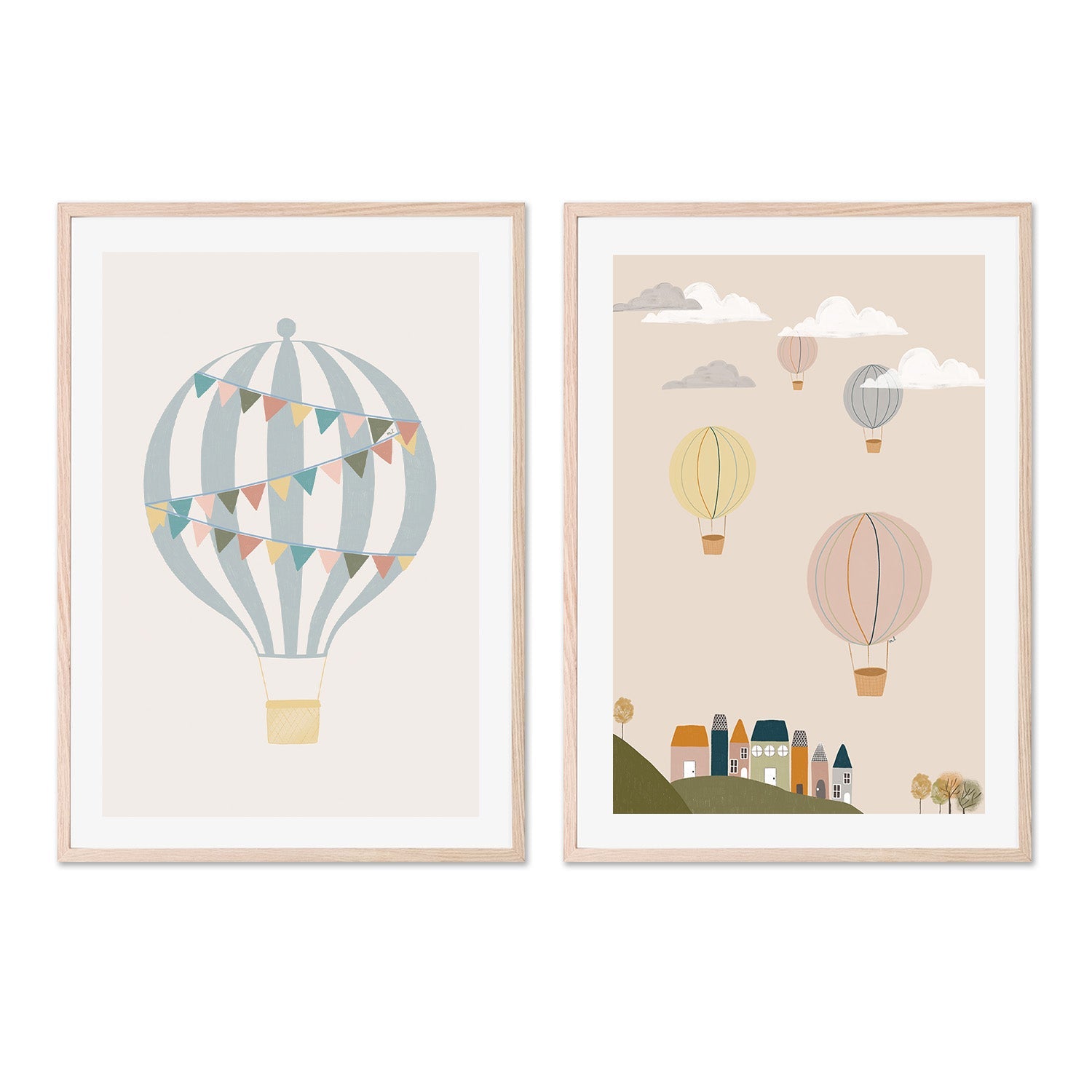 wall-art-print-canvas-poster-framed-Hot Air Balloons, Set of 2 , By Menina Lisboa-6