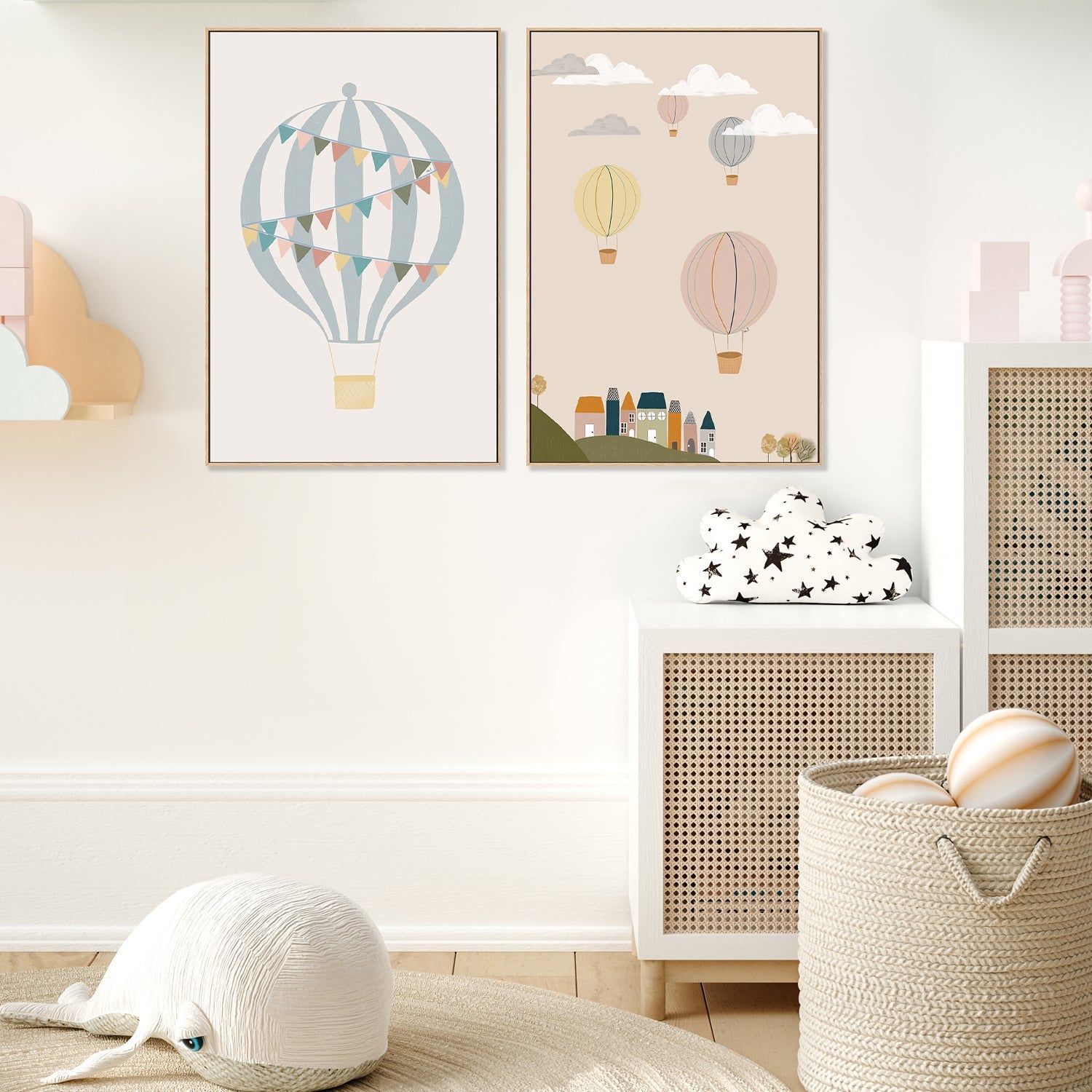 wall-art-print-canvas-poster-framed-Hot Air Balloons, Set of 2 , By Menina Lisboa-7