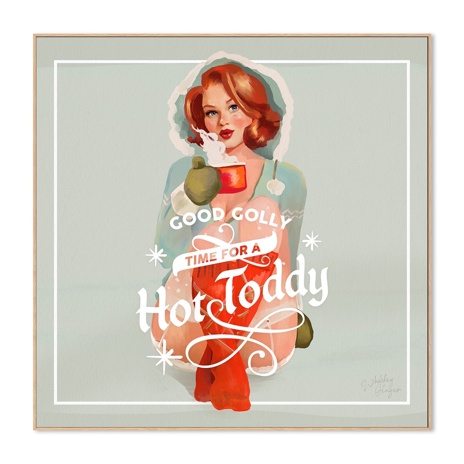wall-art-print-canvas-poster-framed-Hot Toddy Redhead Vintage Winter Cocktail Art-4