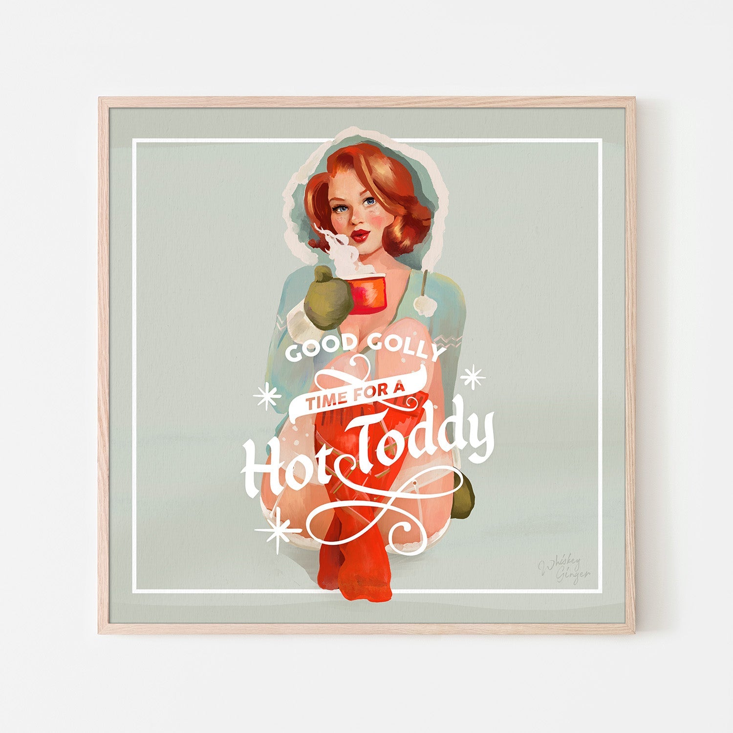 wall-art-print-canvas-poster-framed-Hot Toddy Redhead Vintage Winter Cocktail Art-6