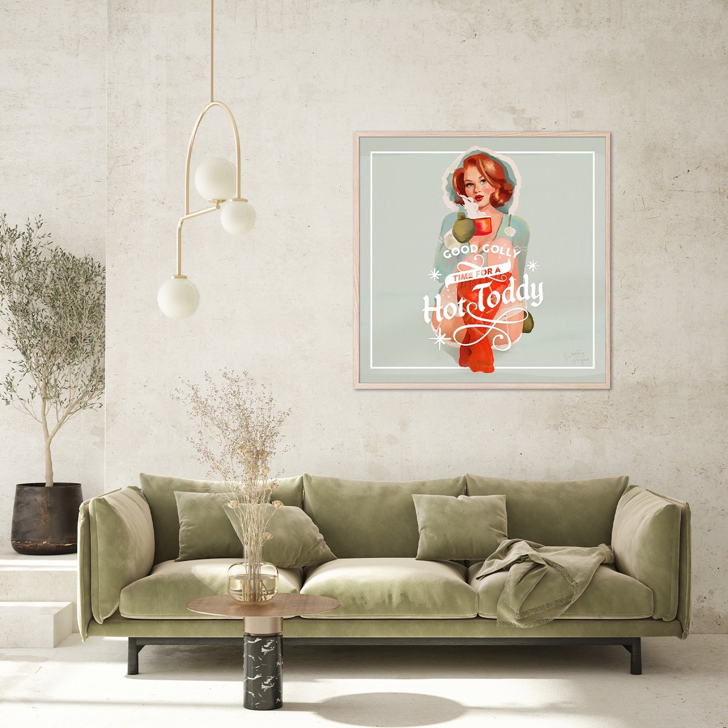 wall-art-print-canvas-poster-framed-Hot Toddy Redhead Vintage Winter Cocktail Art-8