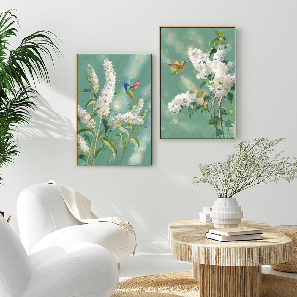 wall-art-print-canvas-poster-framed-Hummingbird Spring, Set of 2-by-Danhui Nai-Gioia Wall Art