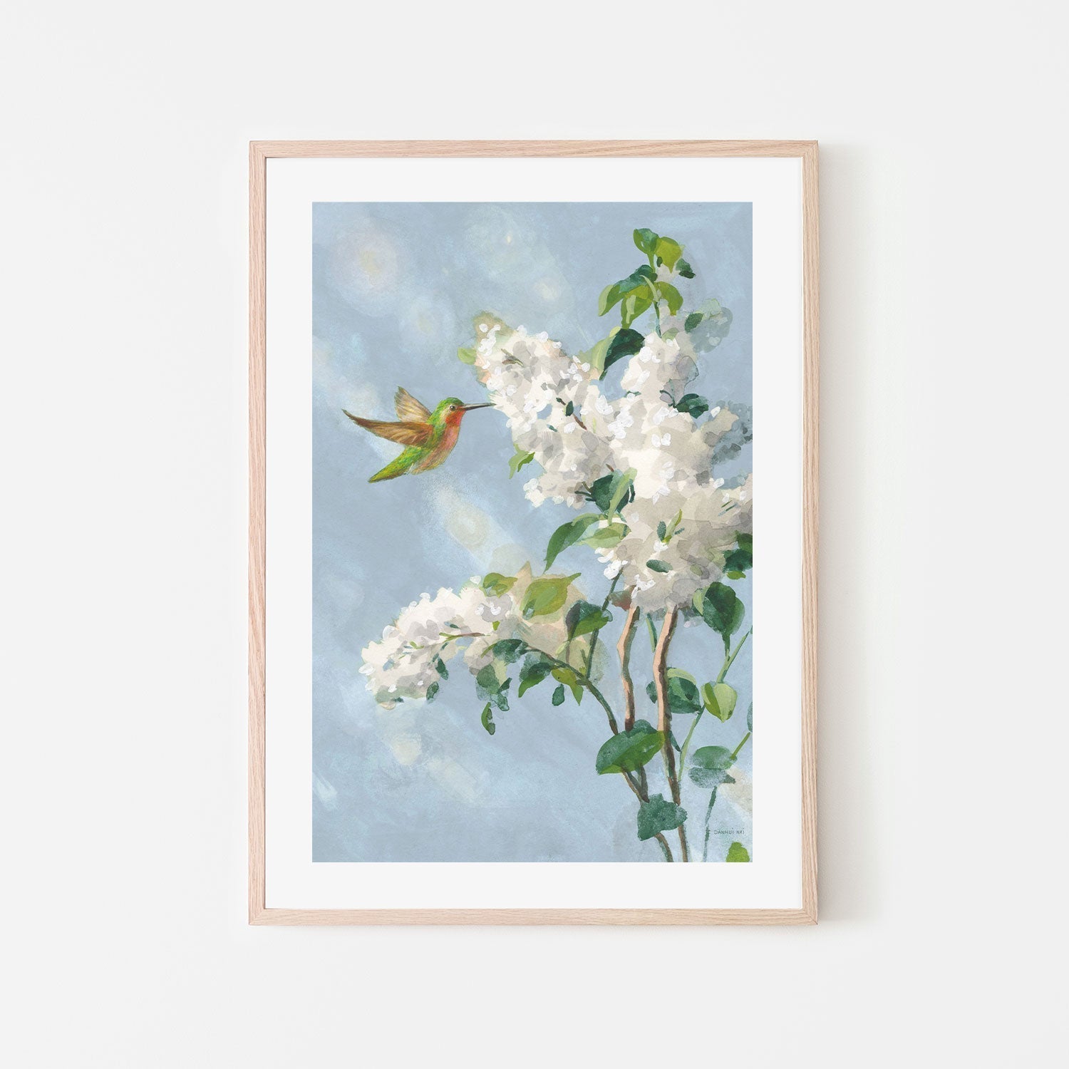wall-art-print-canvas-poster-framed-Hummingbird Spring Soft Blue, Style B-by-Danhui Nai-Gioia Wall Art