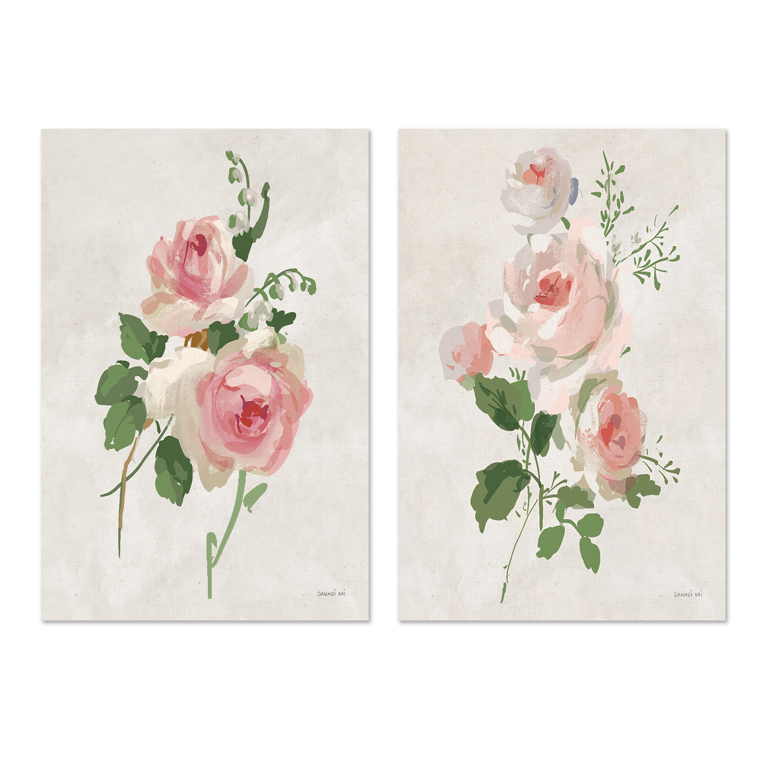 wall-art-print-canvas-poster-framed-Impressionist Garden Neutral, Style A & Style B, Set of 2 , By Danhui Nai-GIOIA-WALL-ART