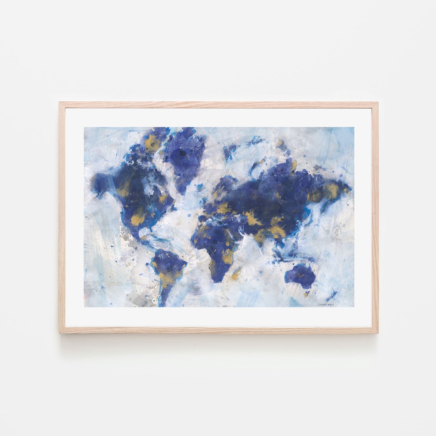wall-art-print-canvas-poster-framed-Indigo World Map-by-Danhui Nai-Gioia Wall Art