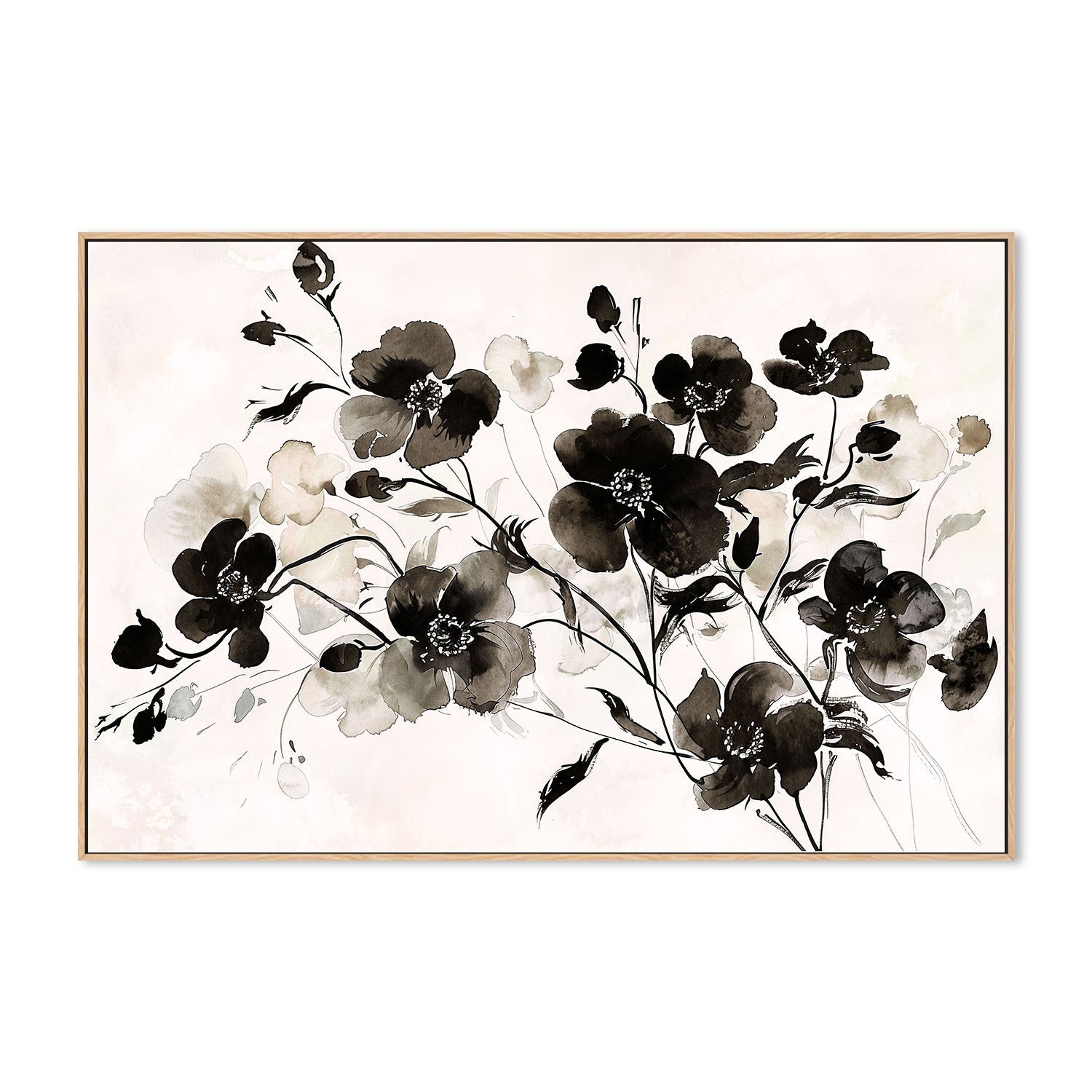wall-art-print-canvas-poster-framed-Ink Florals, Style C-4