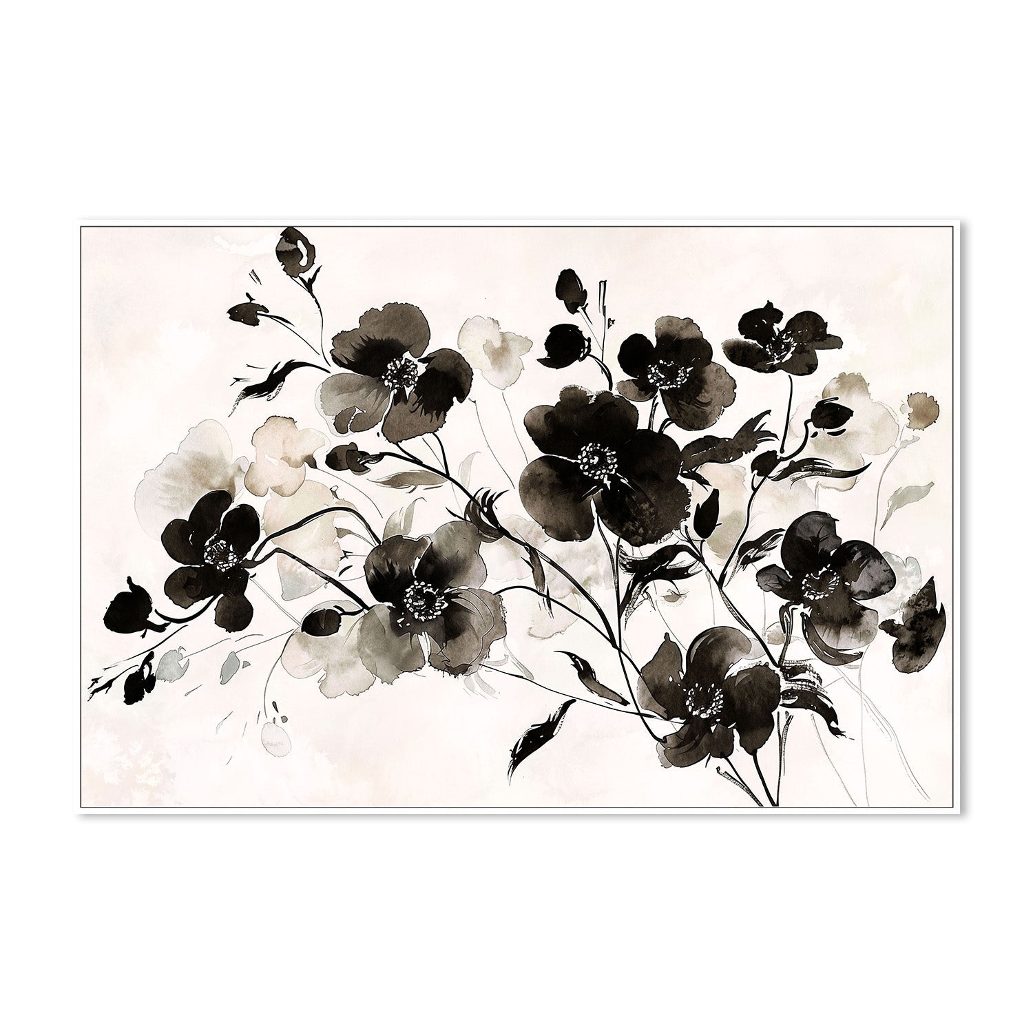 wall-art-print-canvas-poster-framed-Ink Florals, Style C-5